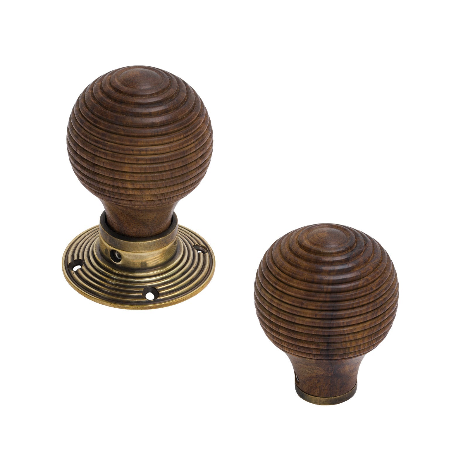 SHOW Rosewood and antique Beehive Rim Door Knob