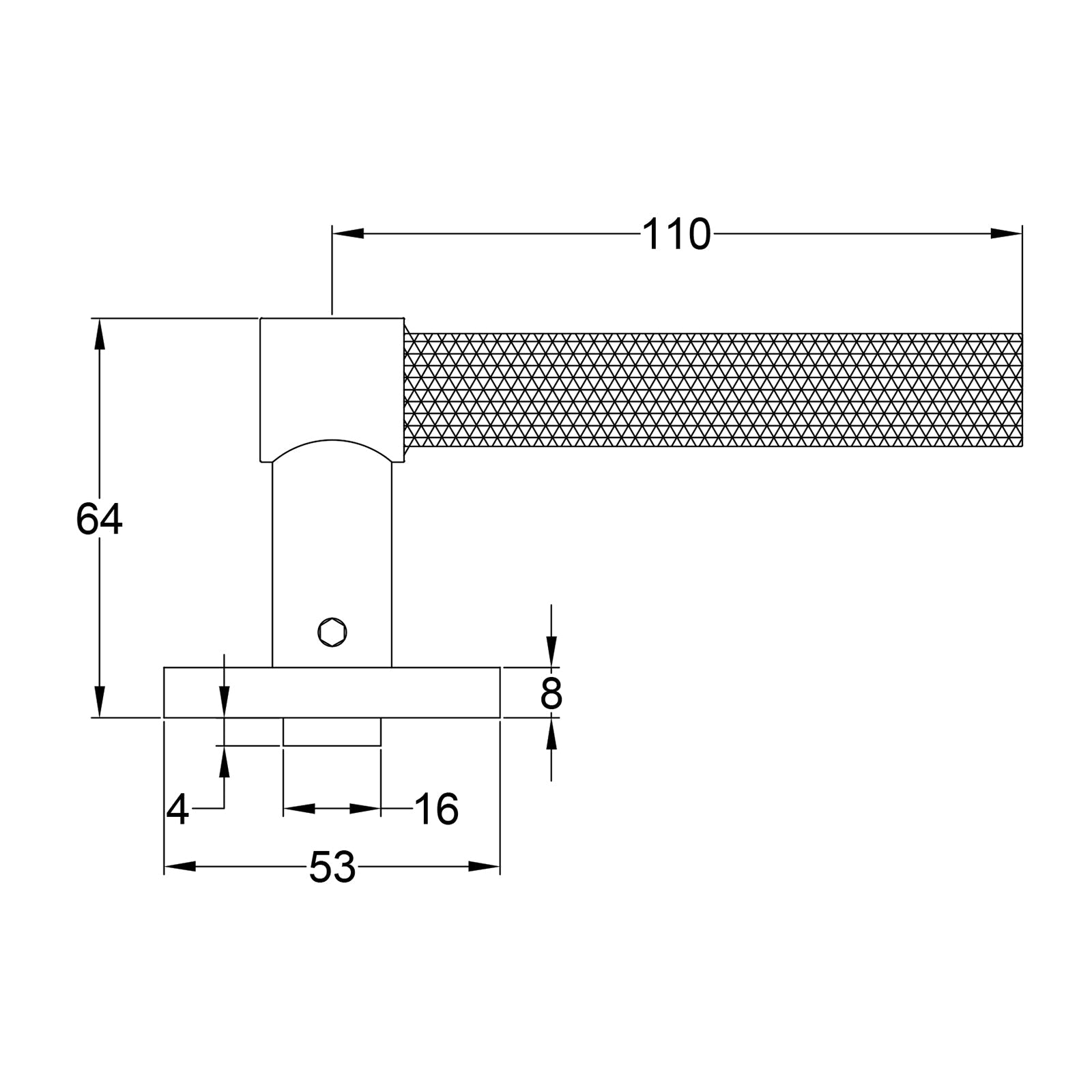 Phoenix knurled round rose door handles dimension drawing SHOW