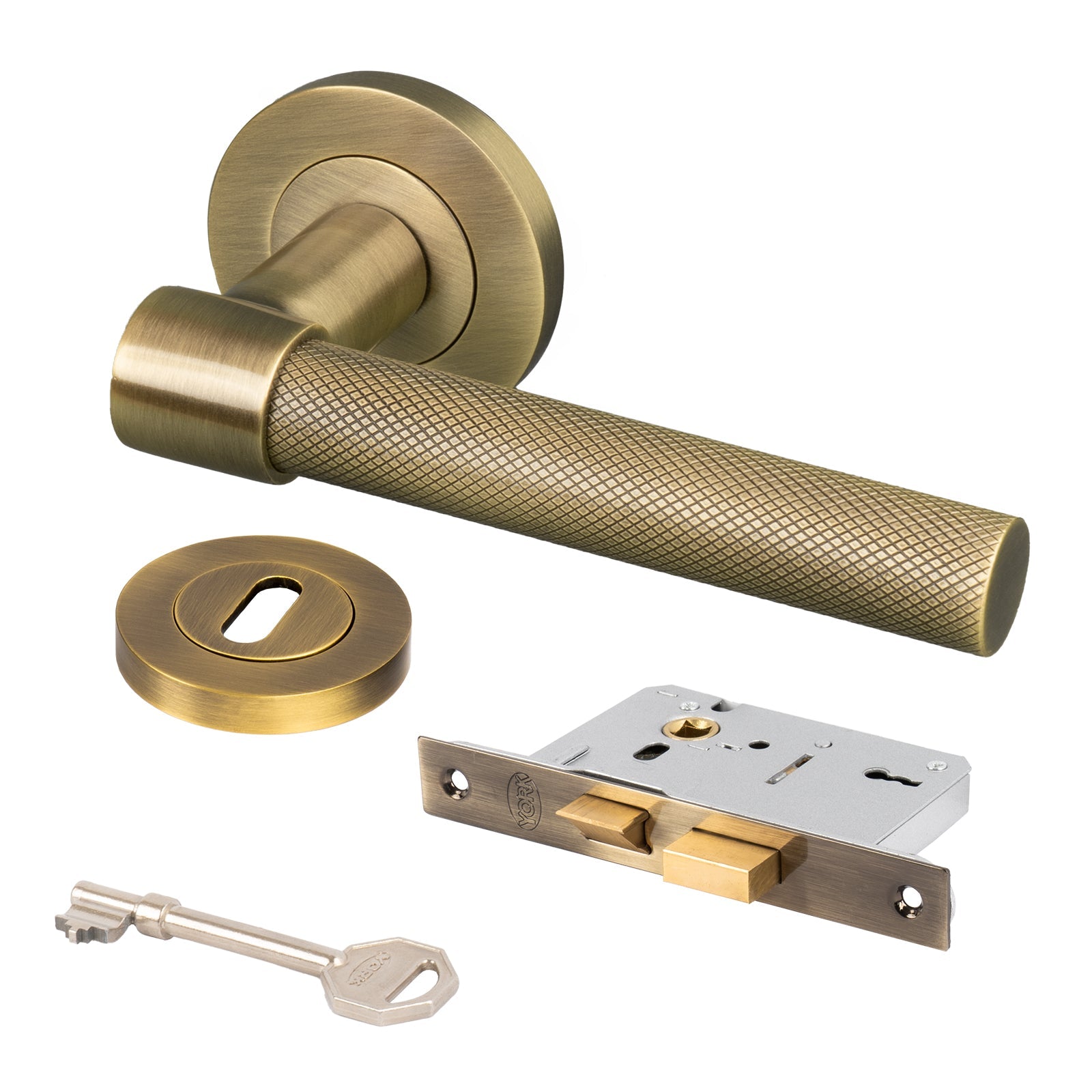 modern knurled lever on rose handles 3 lever lock set