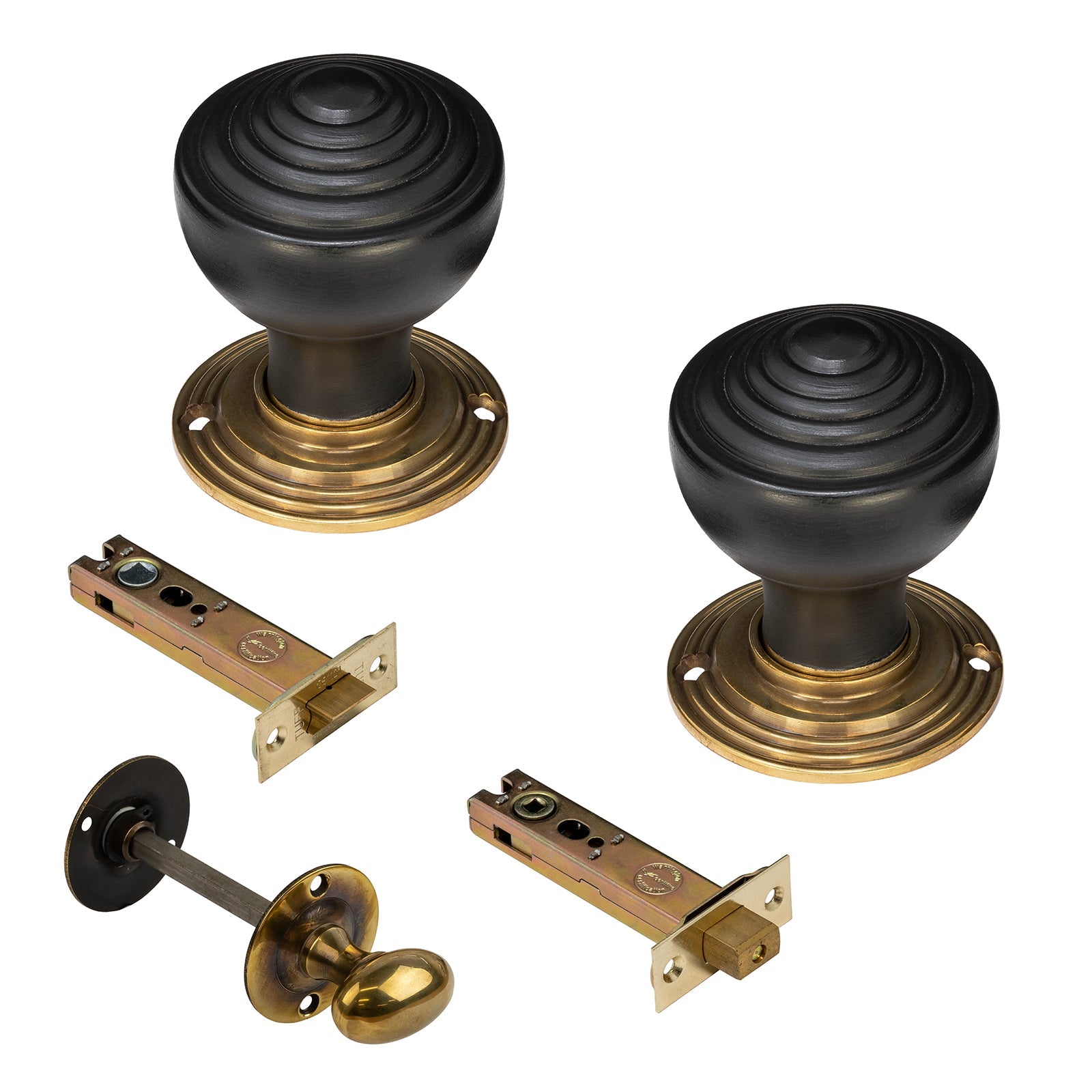 Wooden door knobs 4 inch bathroom set