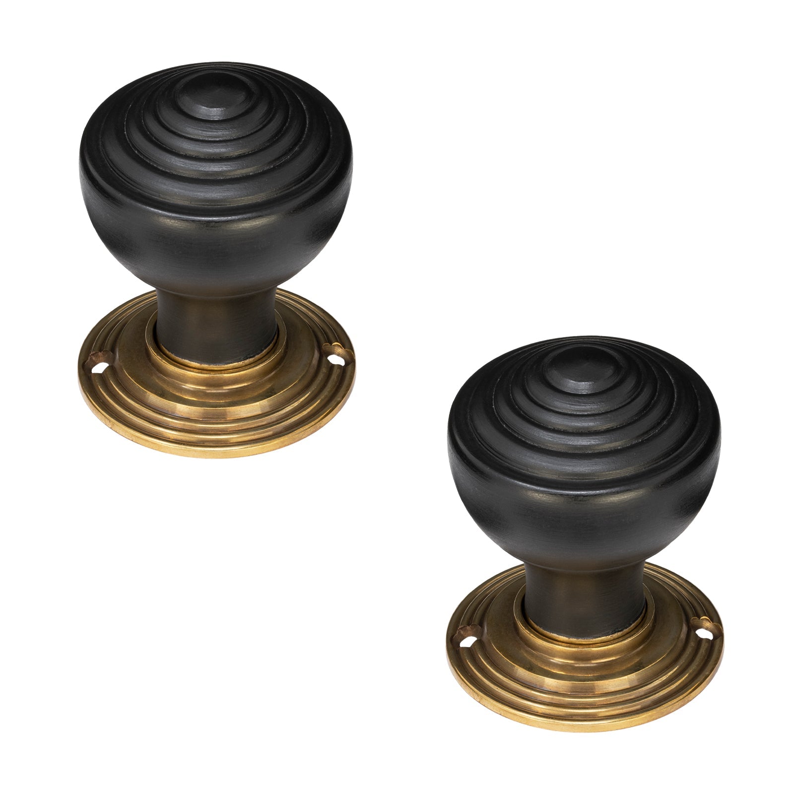 Ringed door knobs ebonised SHOW