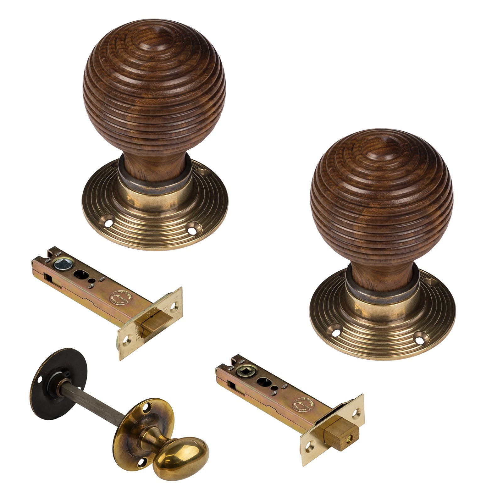 Beehive Door Knobs Rosewood 4 inch Bathroom Set