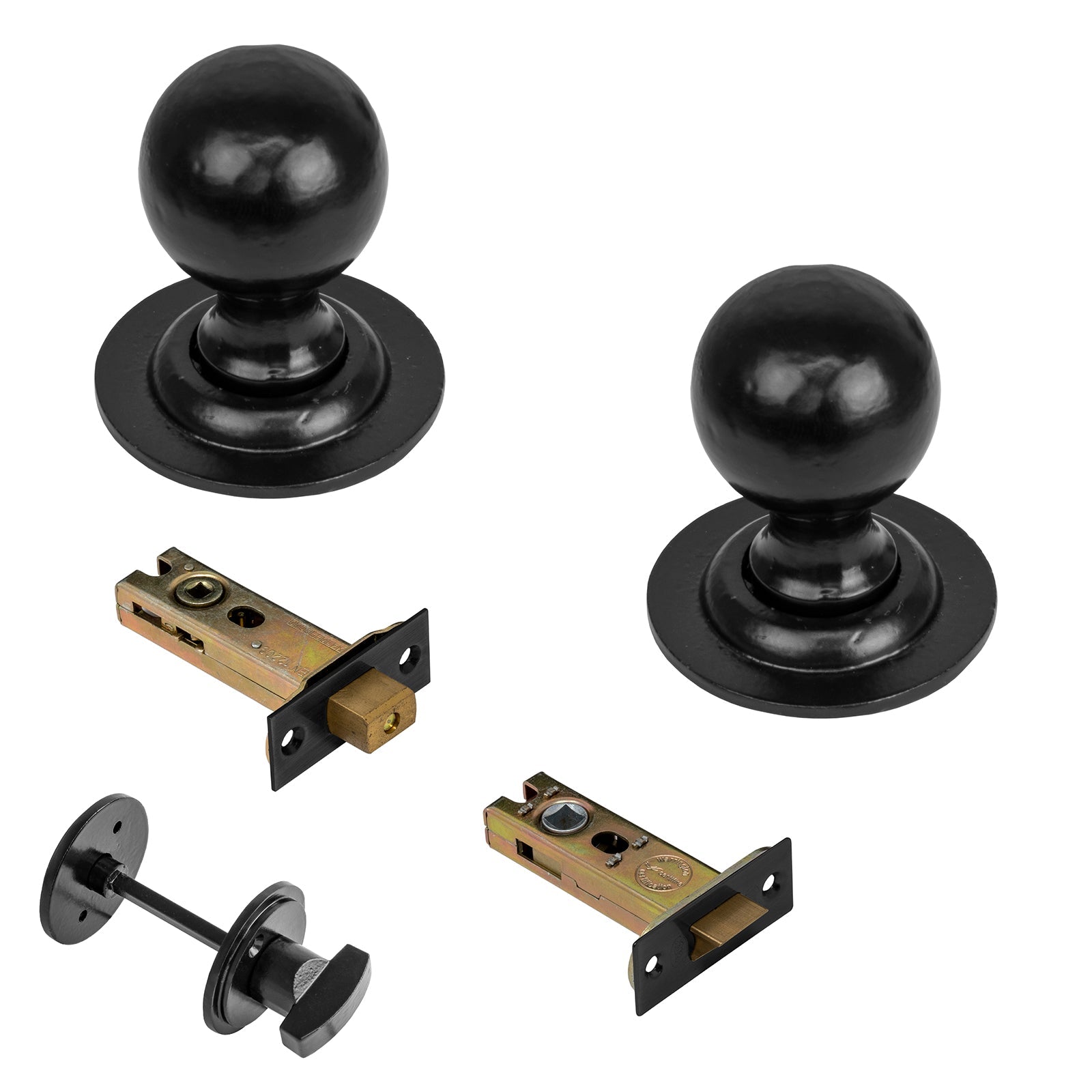 Round black cast iron door knobs 3 inch bathroom set