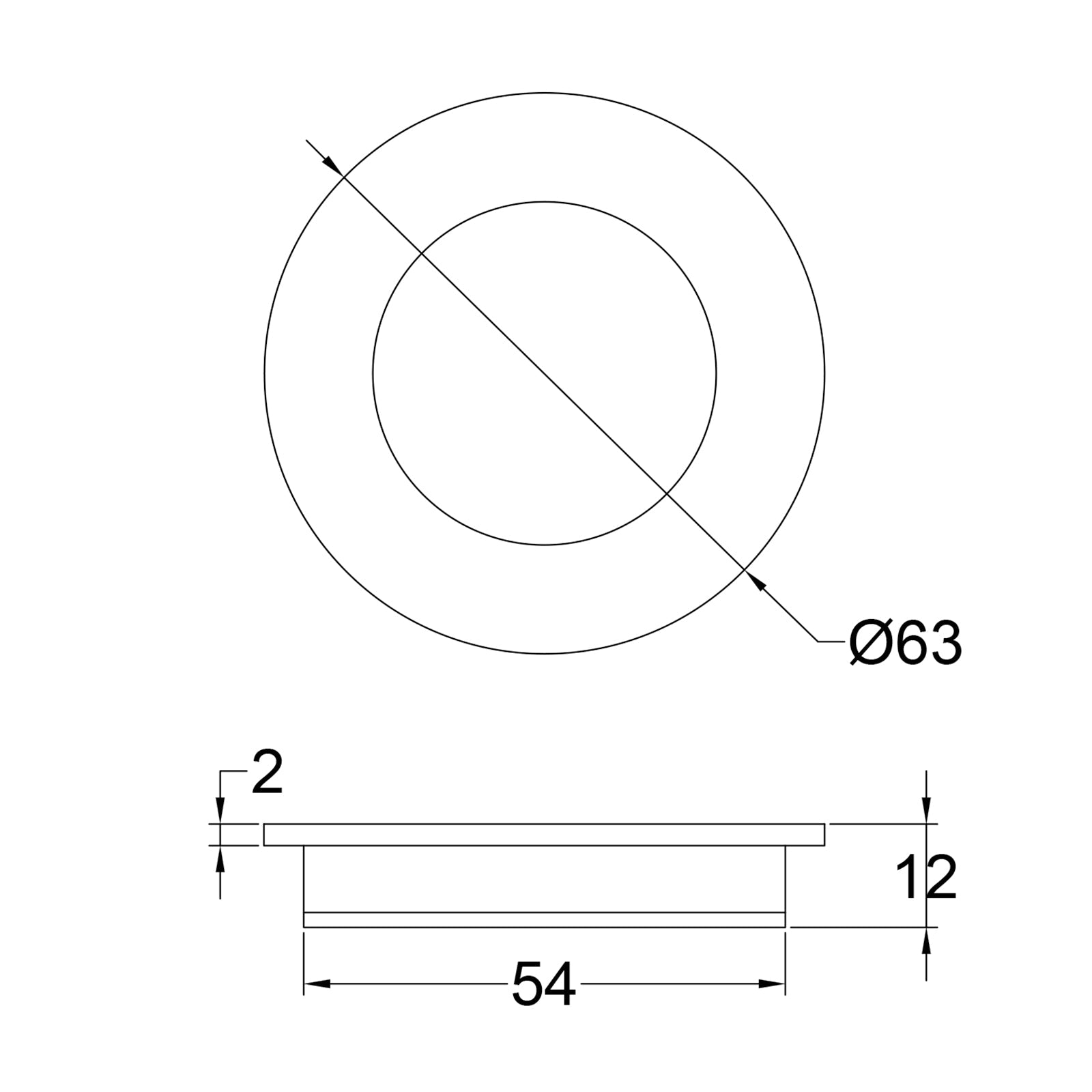 Round Flush Pull Dimension Drawing SHOW