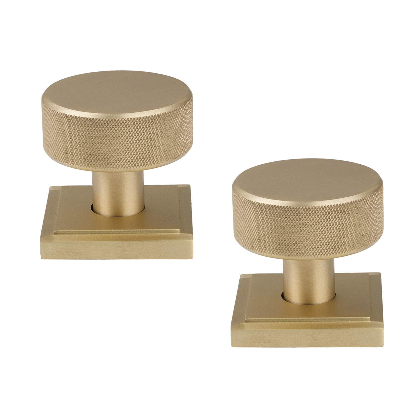 Satin Brass Square Brompton Mortice Knobs