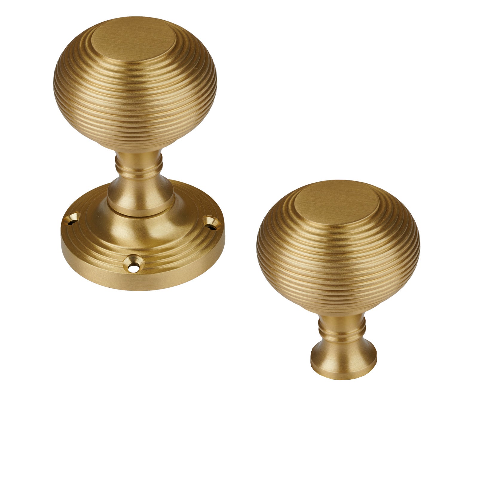 SHOW Reeded Rim Door Knob in Aged Brass finish