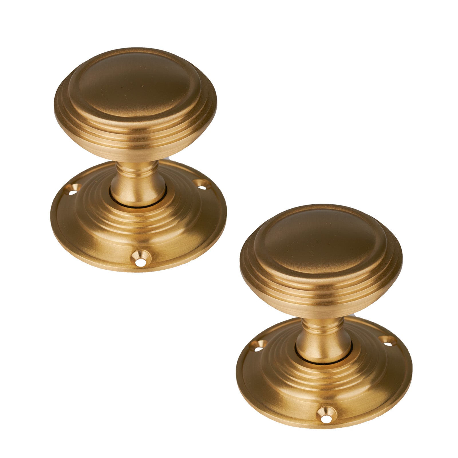 SHOW Goodrich Door Knob on Rose in Satin Brass finish