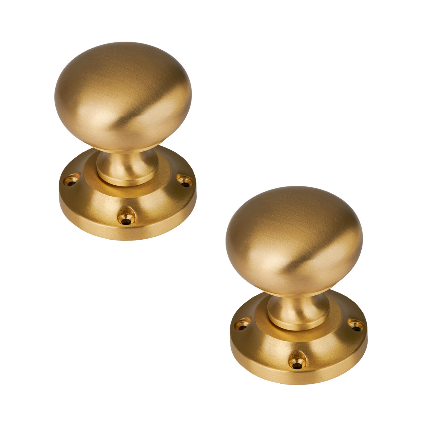 SHOW Victoria Door Knob on Rose in Satin Brass finish