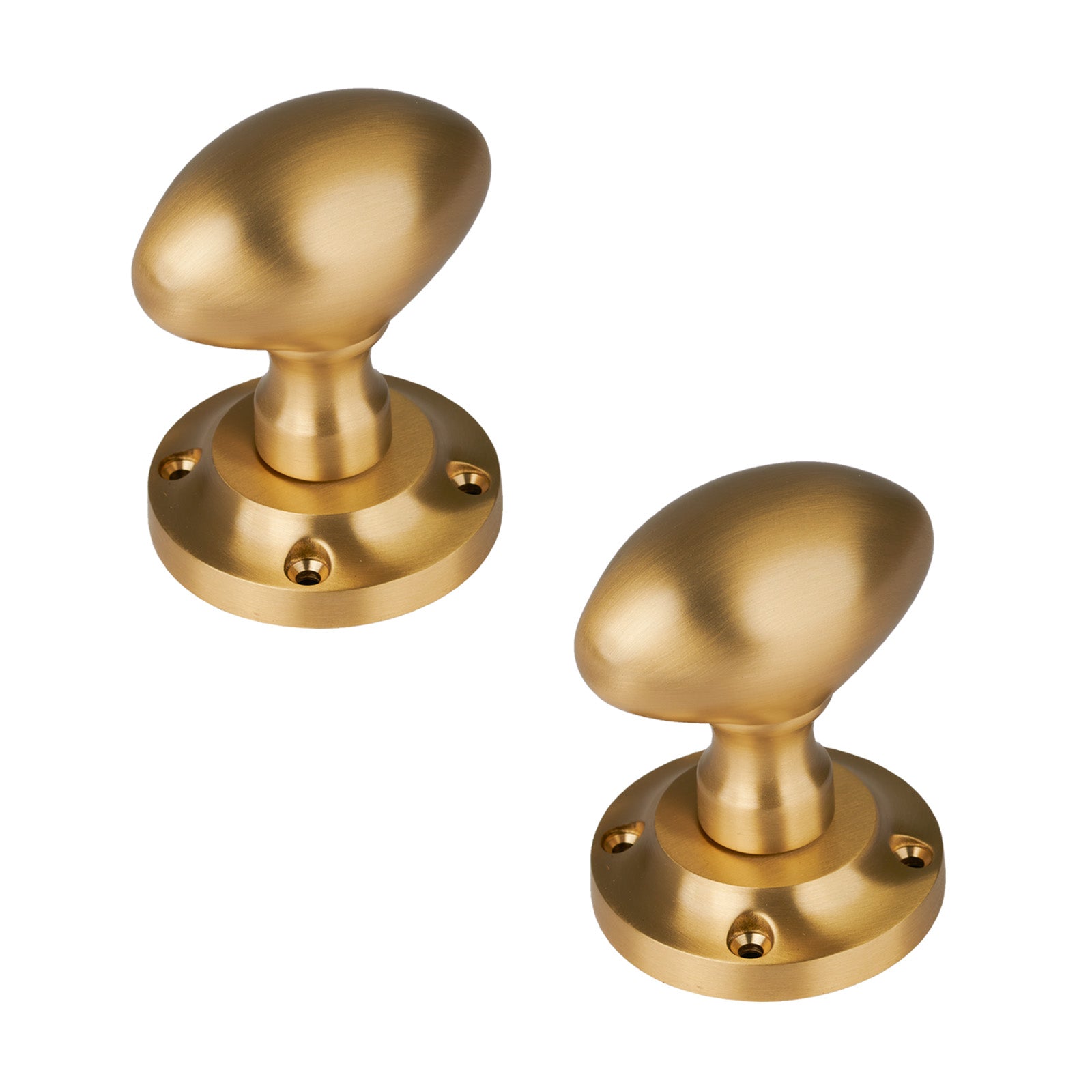 SHOW Suffolk Oval Door Knob on Rose in Satin Brass finish