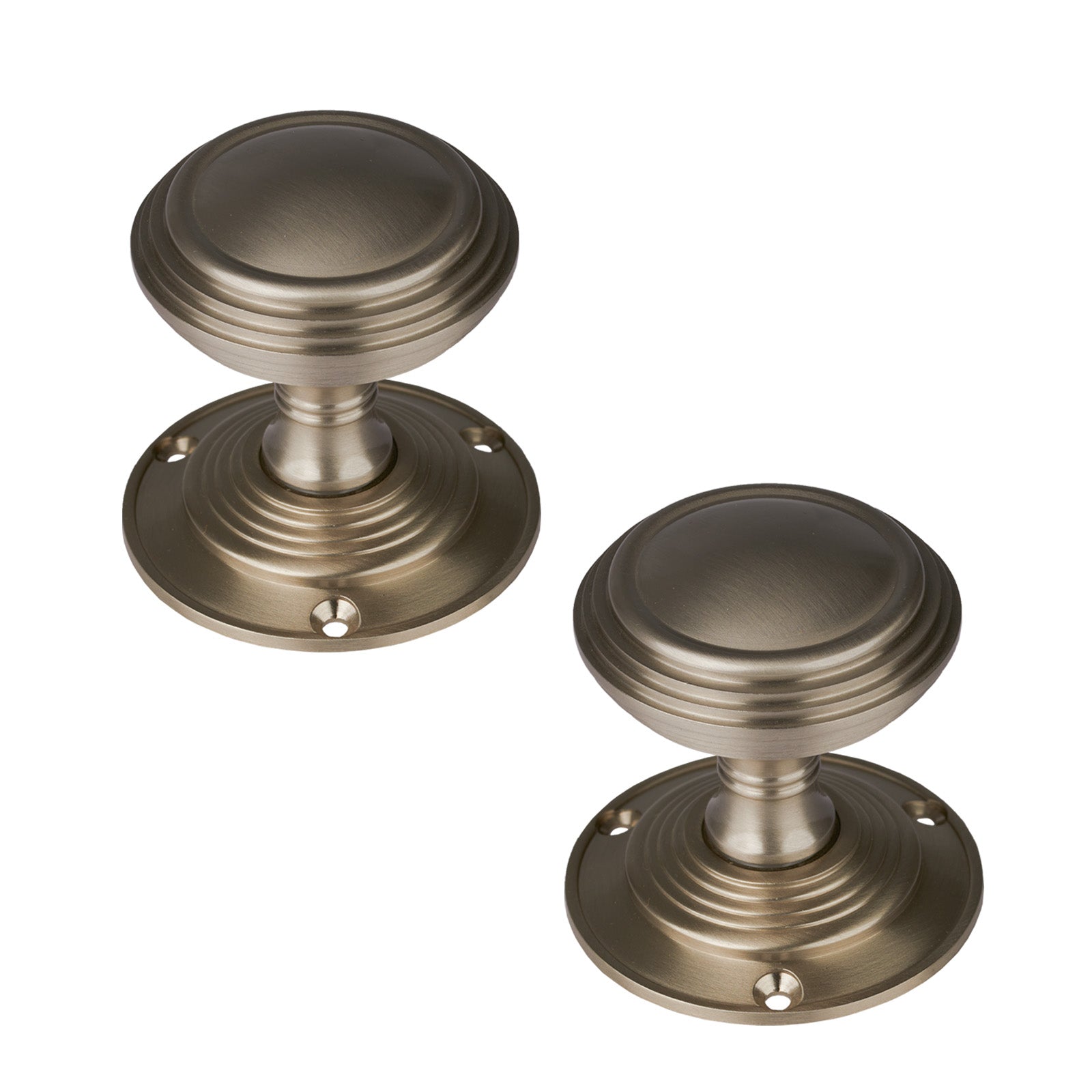 SHOW Goodrich Door Knob on Rose in Satin Nickel finish