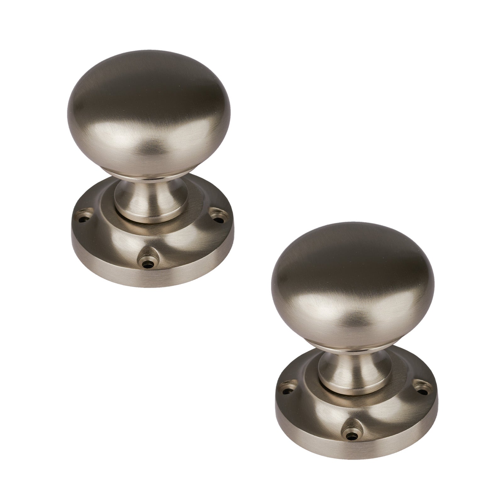 SHOW Victoria Door Knob on Rose in Satin Nickel finish