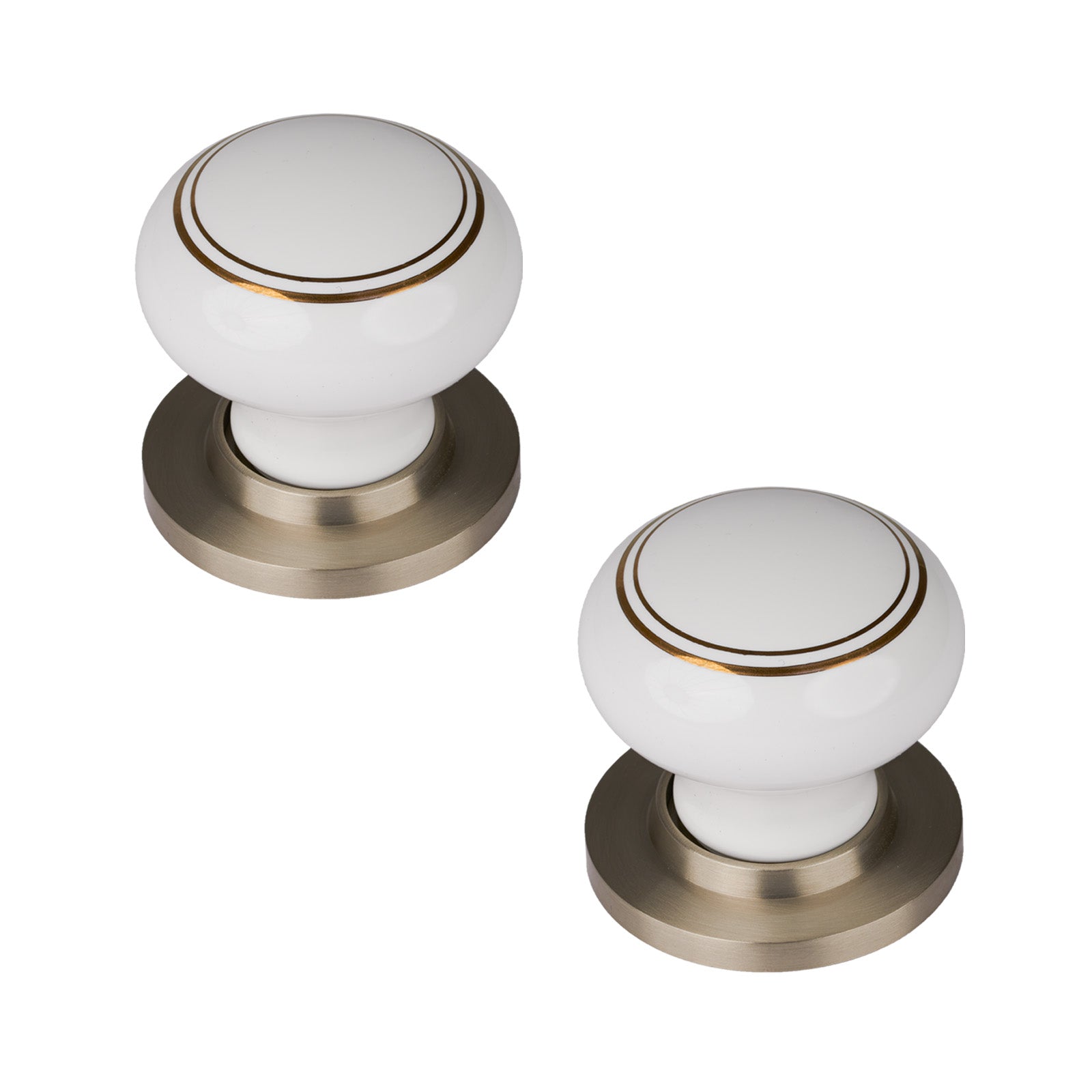 SHOW Gold Line Porcelain Door Knob with Satin Nickel Rose