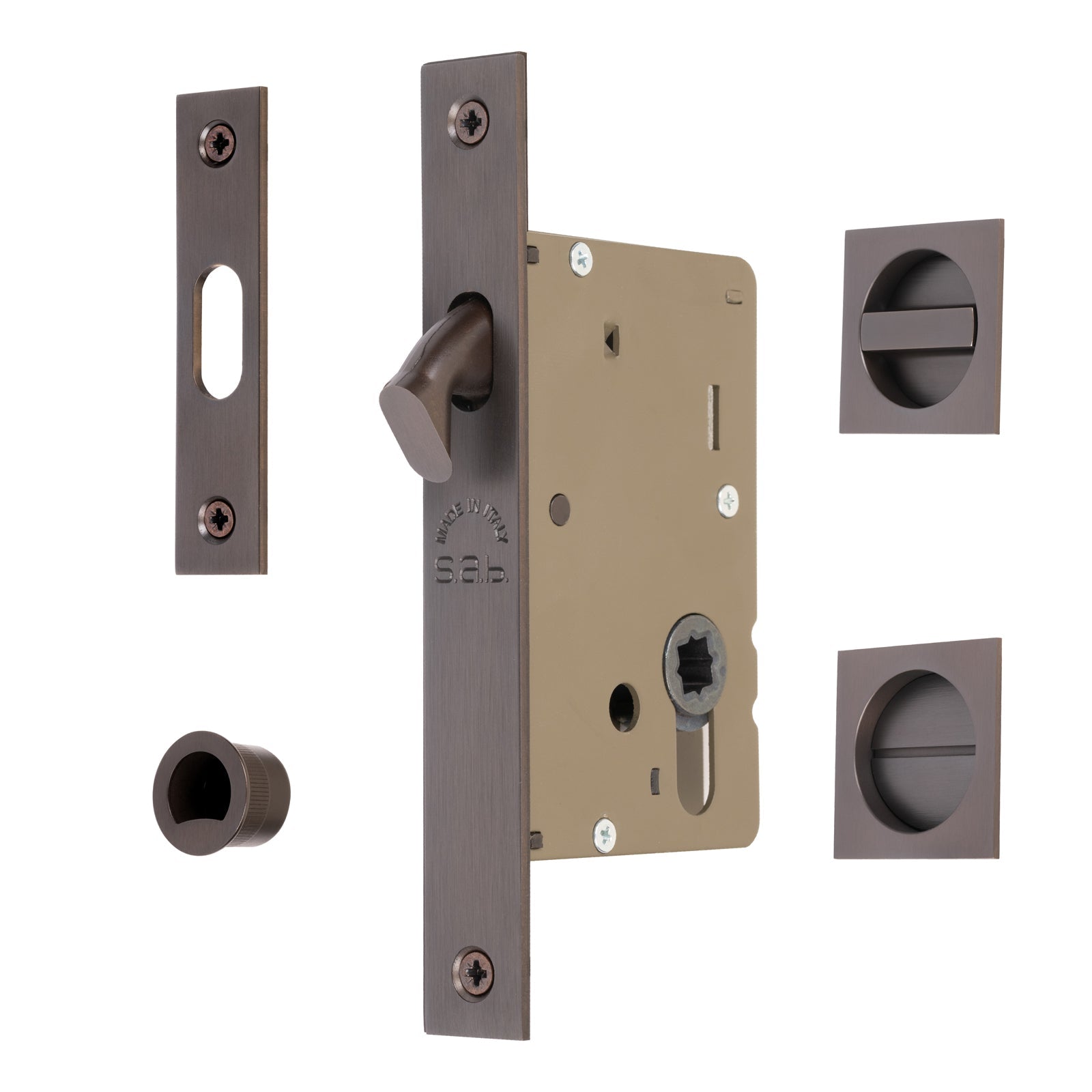 bathroom sliding door lock set with pull handles