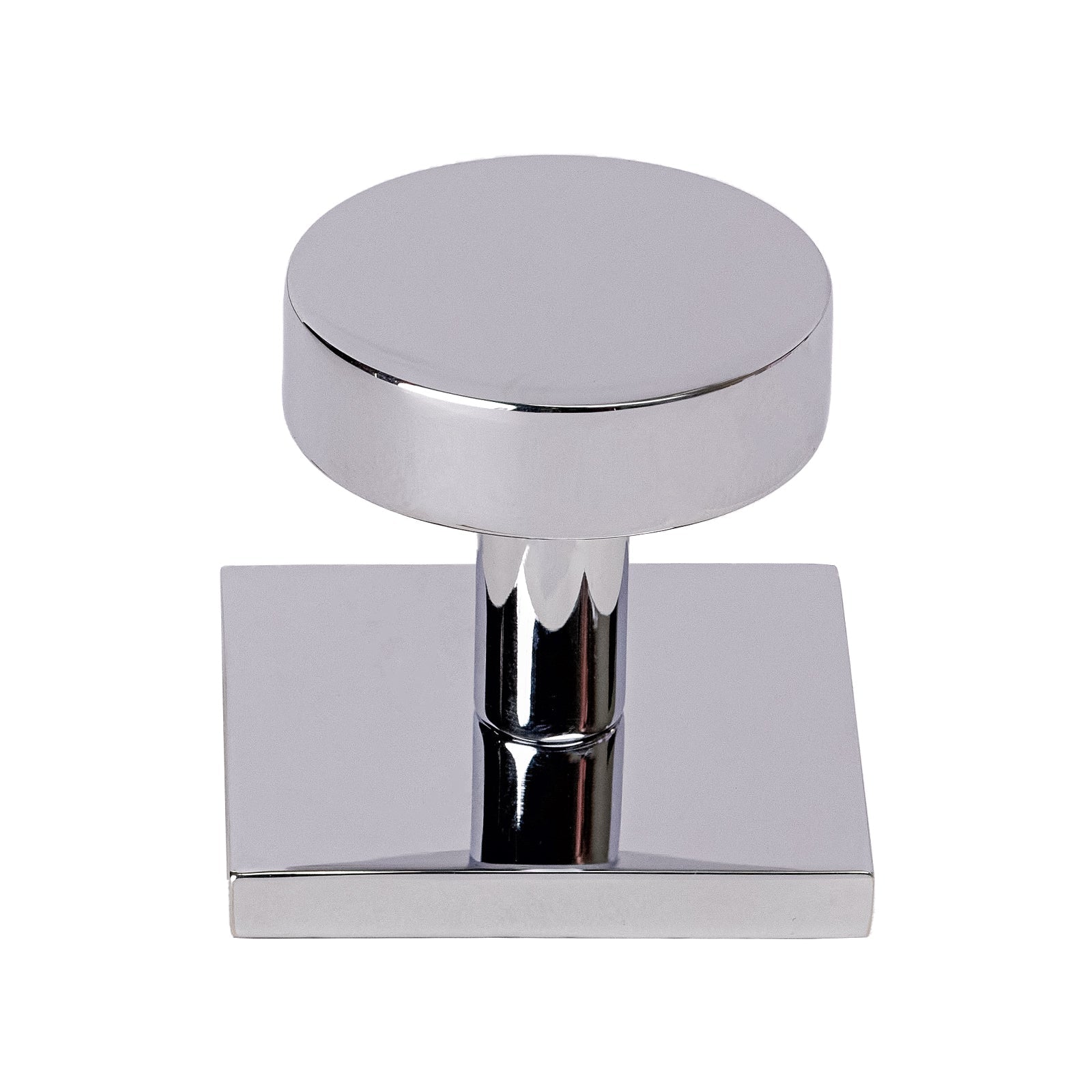 Chrome disc cabinet knob on backplate SHOW