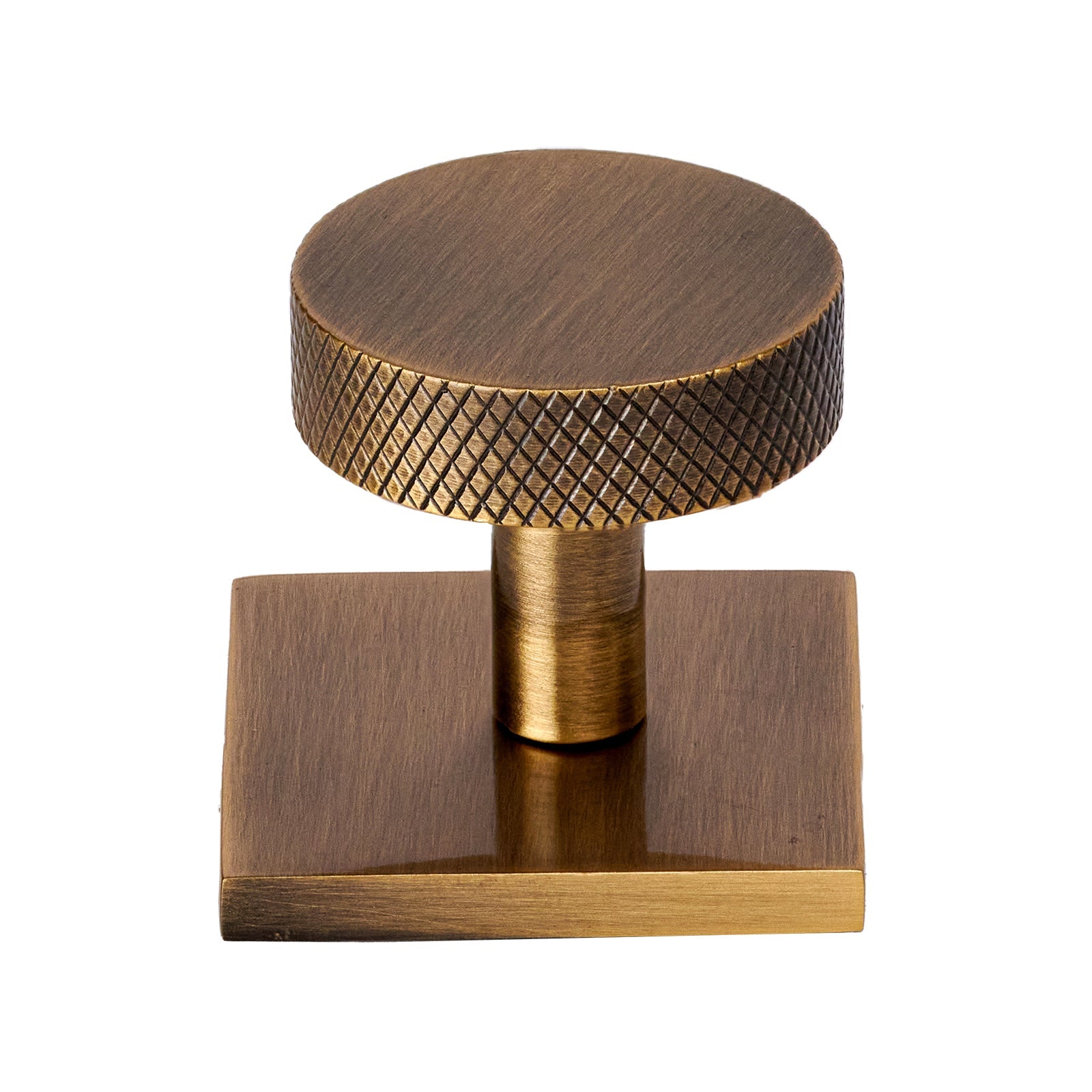 Disc Knurled Cabinet Knobs On Square Backplate