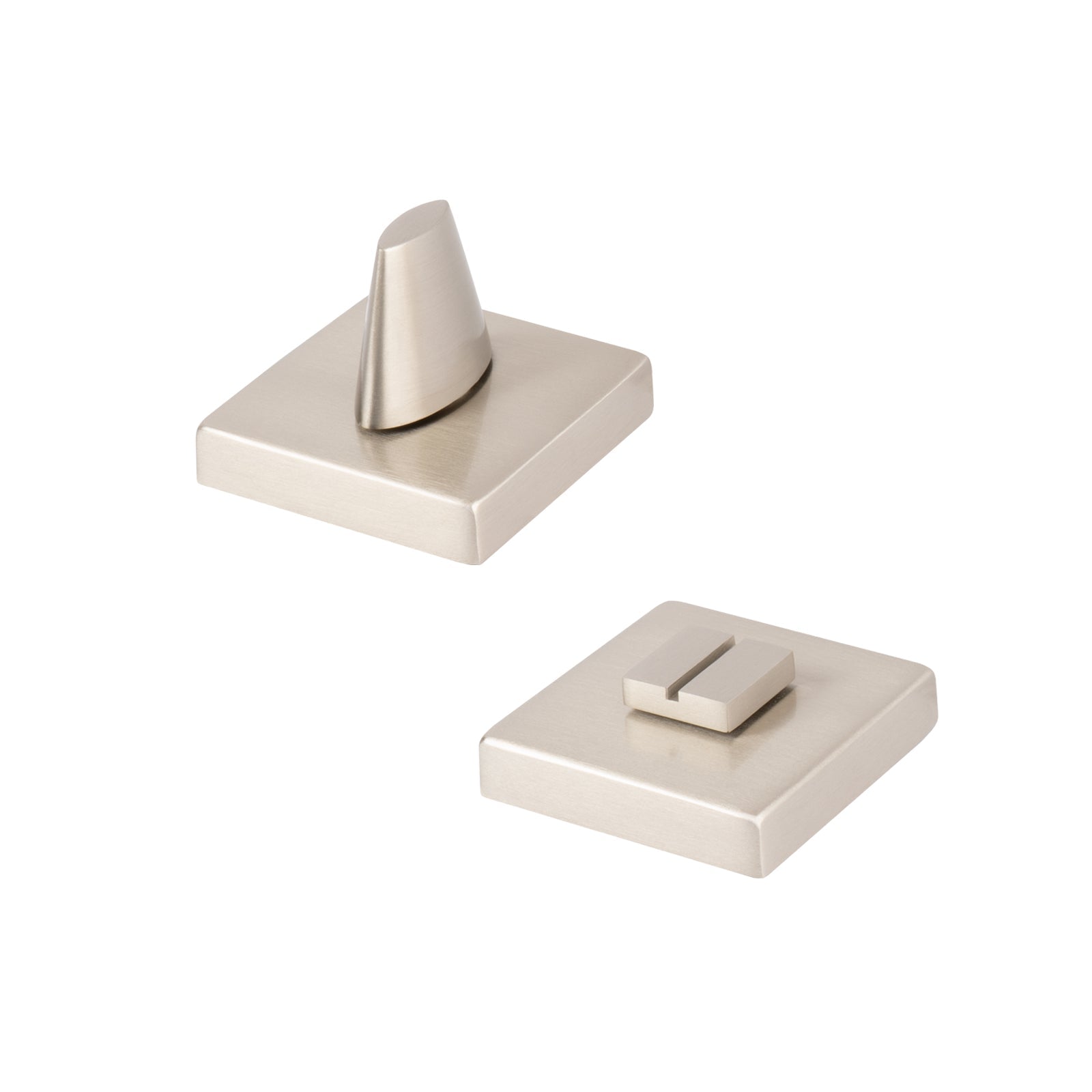 satin nickel square bathroom turn & release, thumb turn lock SHOW