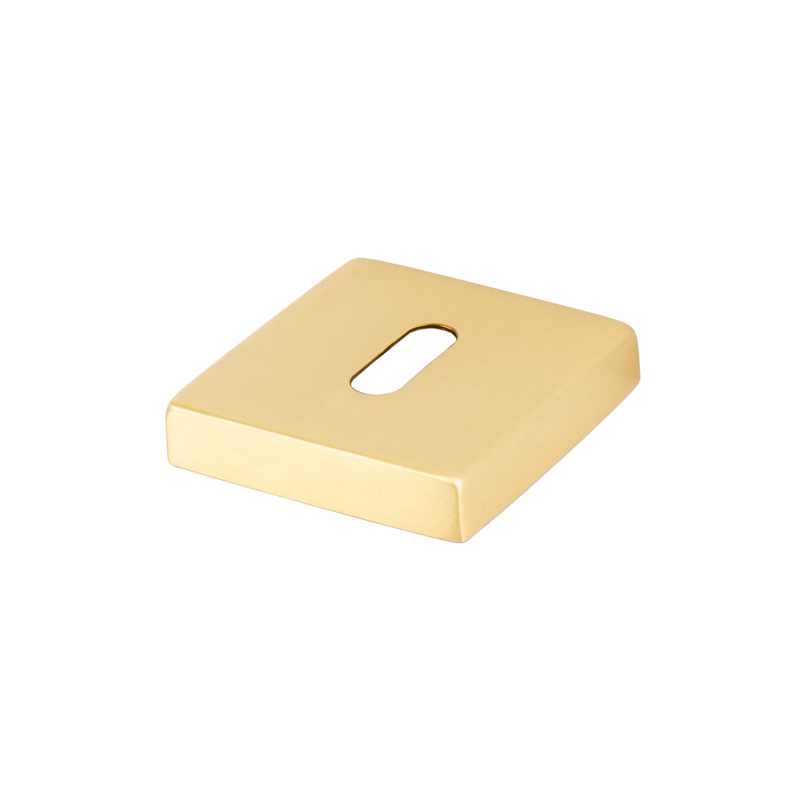 satin brass square keyhole cover, British Standard escutcheon SHOW