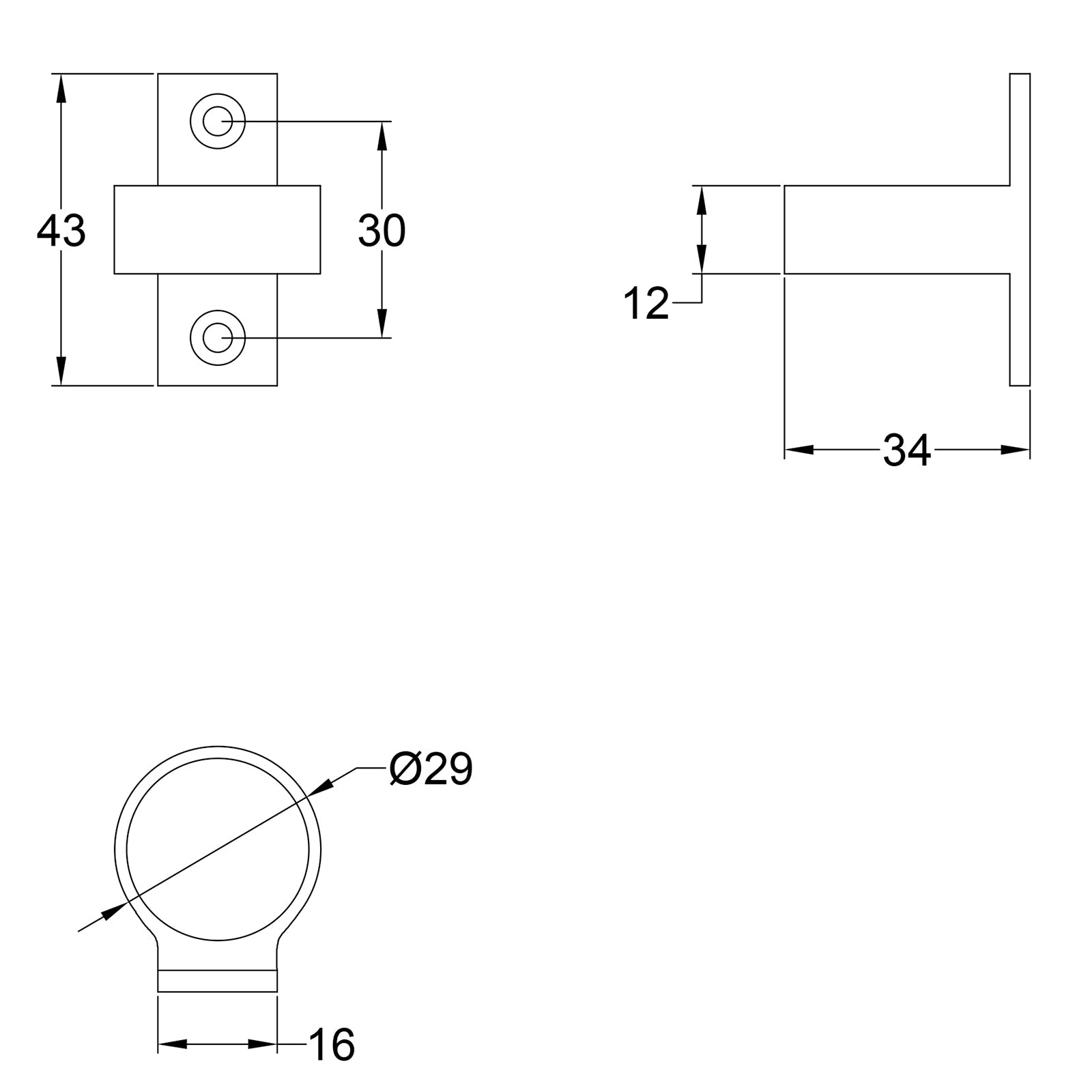 dimension drawing for sash ring pull SHOW