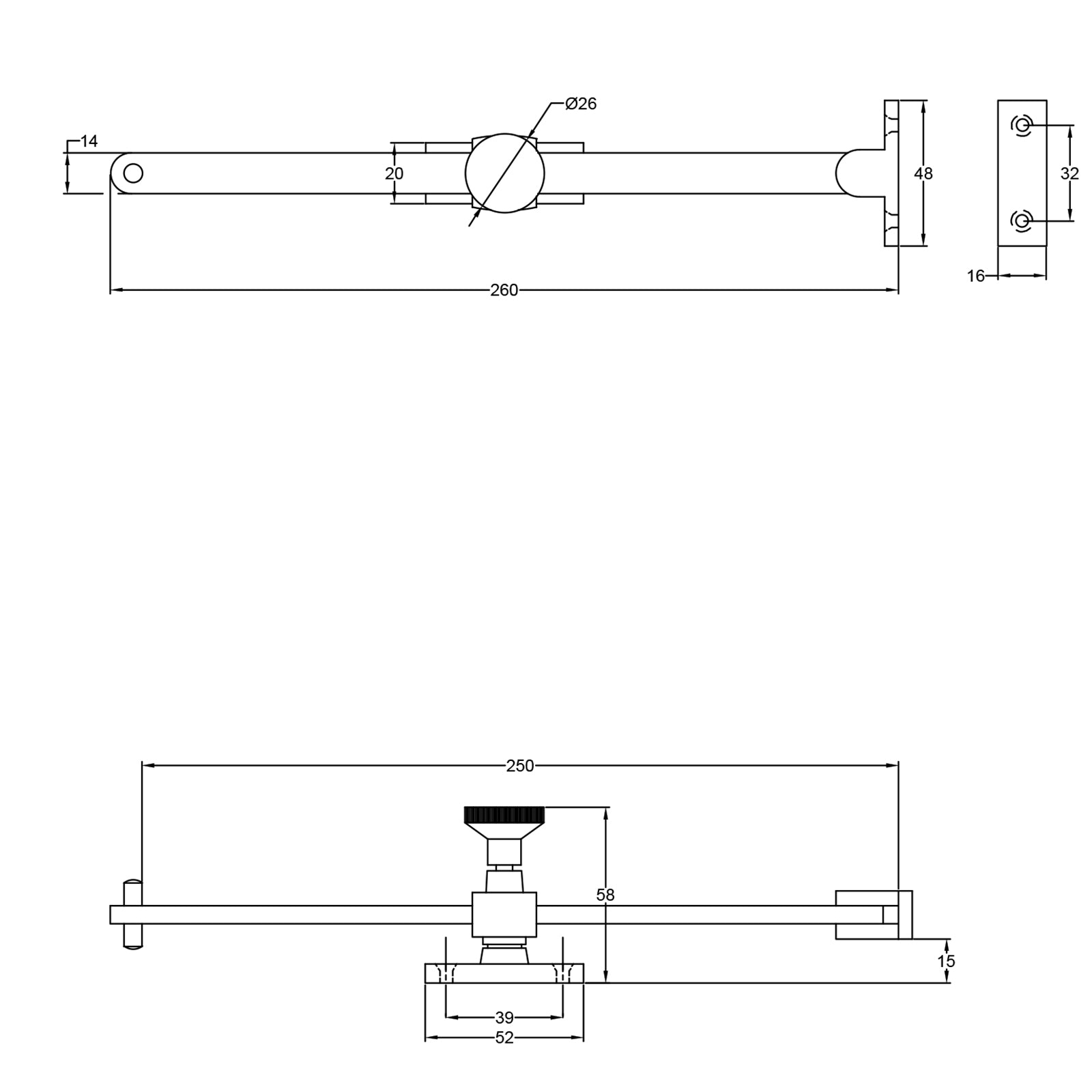 sliding casement stay dimension drawing SHOW