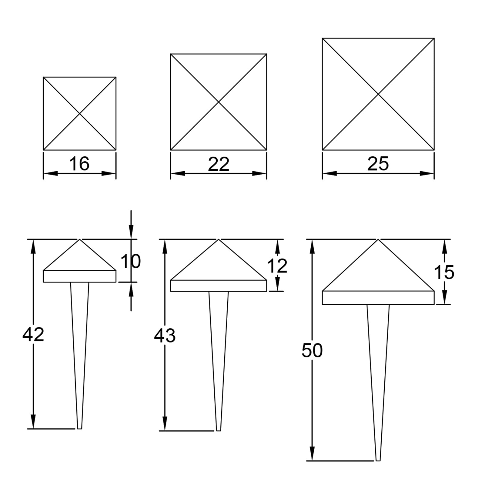 dimension drawing for pyramid door studs SHOW