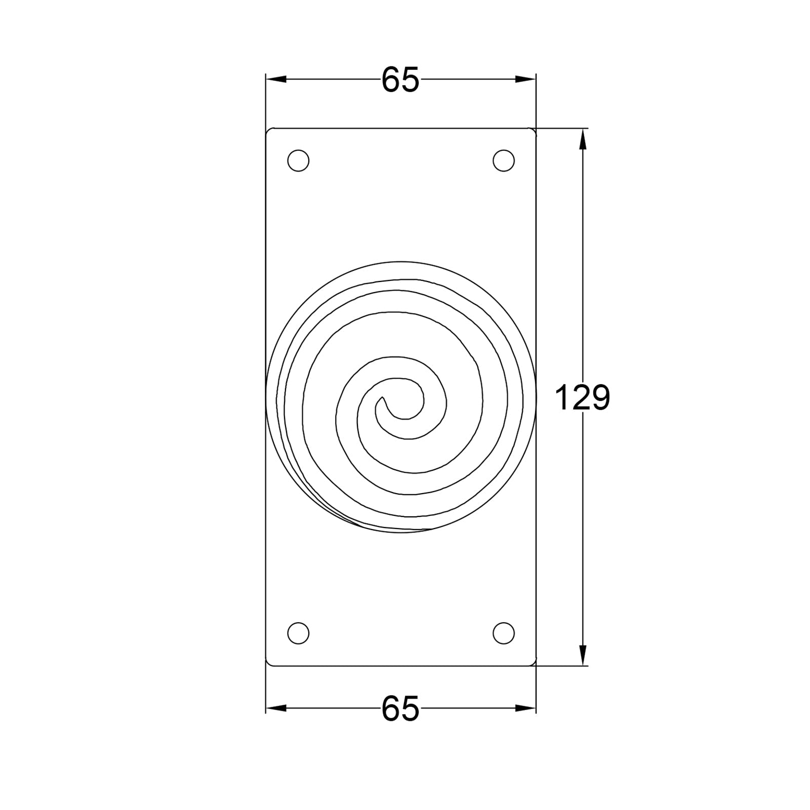 Swirl Pewter Door Knobs On Wide Backplate short latch JPEG Drawing SHOW