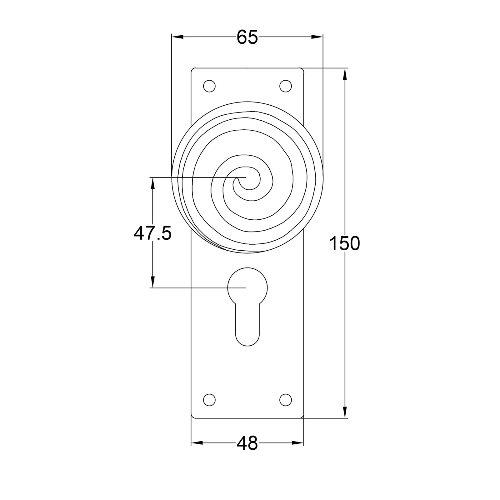 Swirl Pewter Door Knobs On Narrow Backplate Euro SHOW