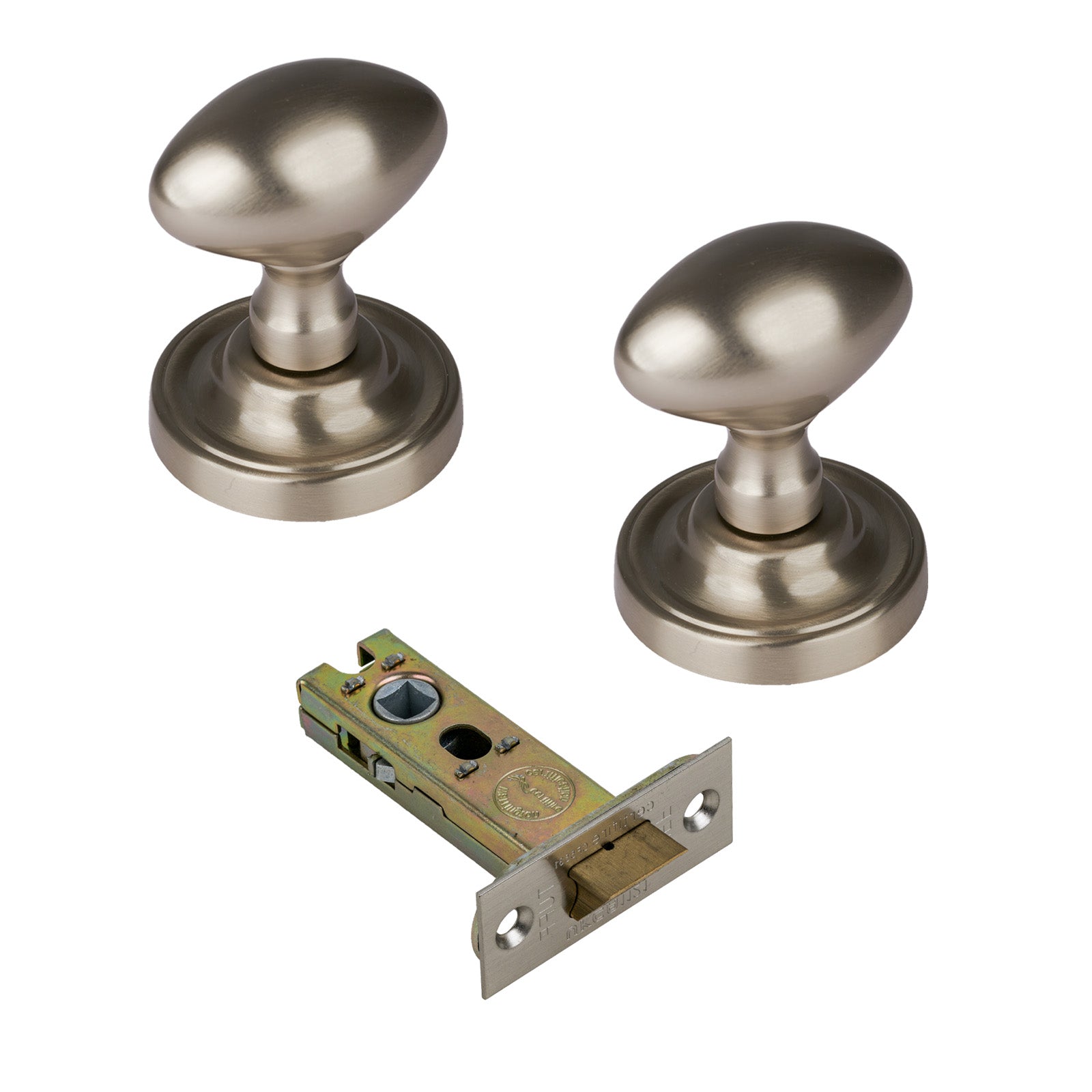 Chelsea Door Knob on Rose with Satin Nickel 3 inch latch set