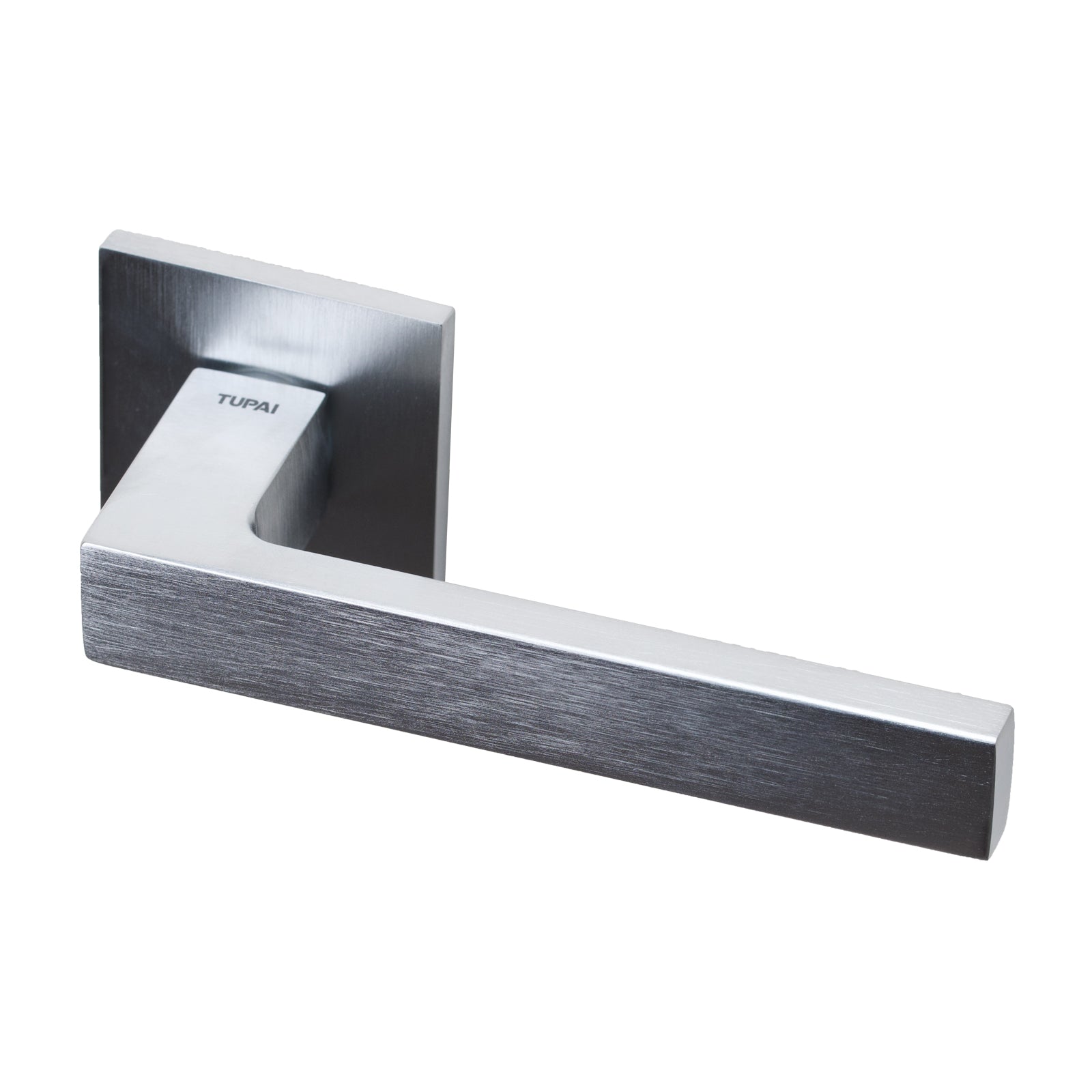 Tupai Torres Lever on Square Rose Door Handle in Satin Chrome Finish SHOW