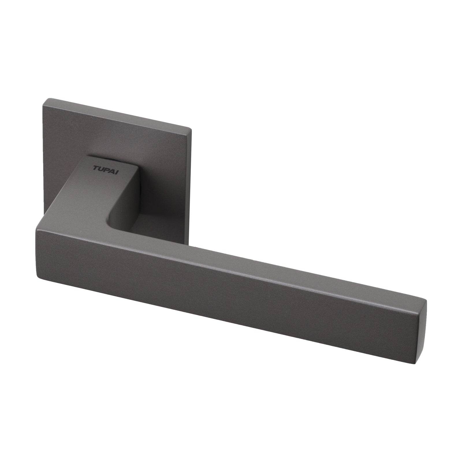 Tupai Torres Lever on Square Rose Door Handle in Titan Finish SHOW