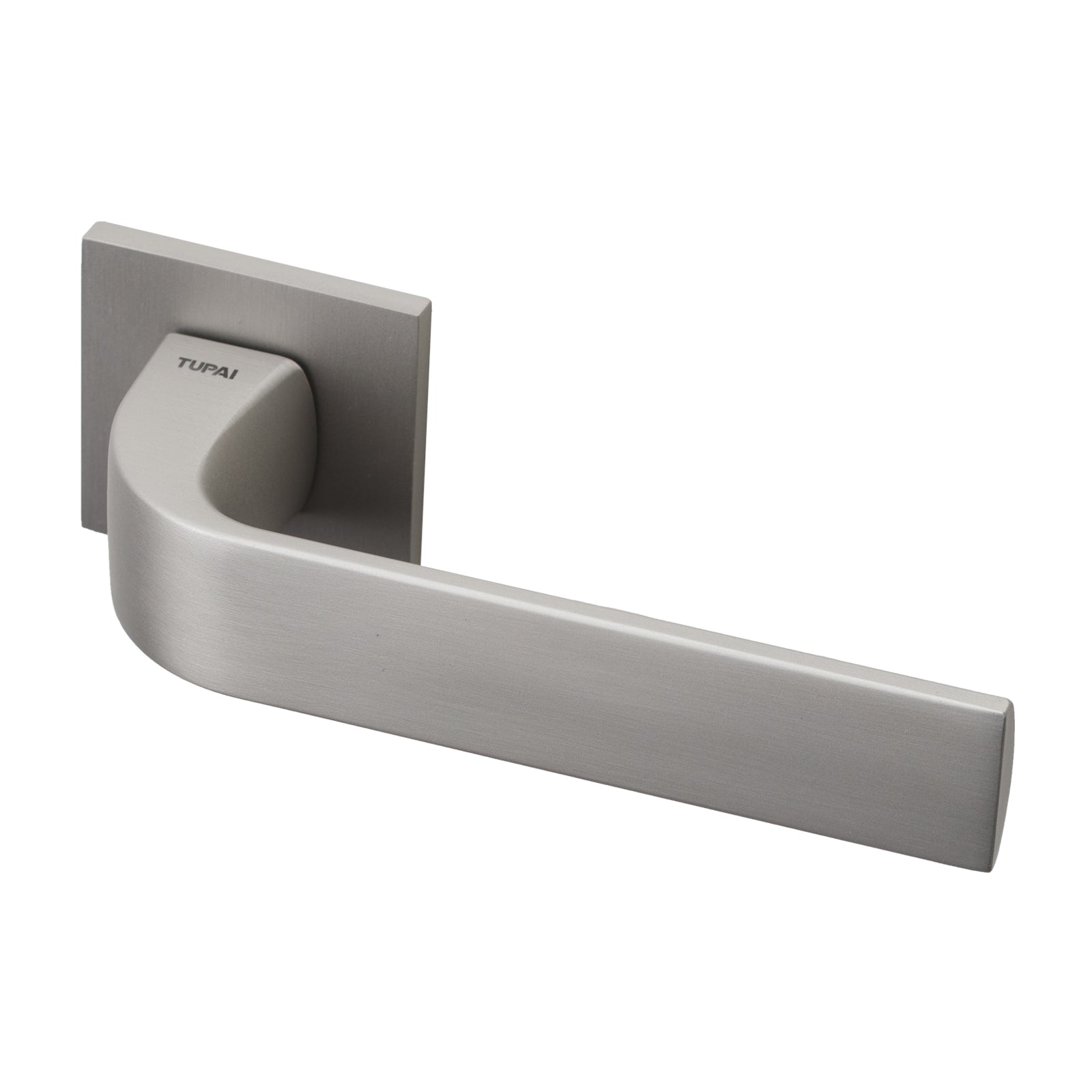 Tupai Ruivo Lever on Square Rose Door Handle in Nickel Pearl Finish SHOW