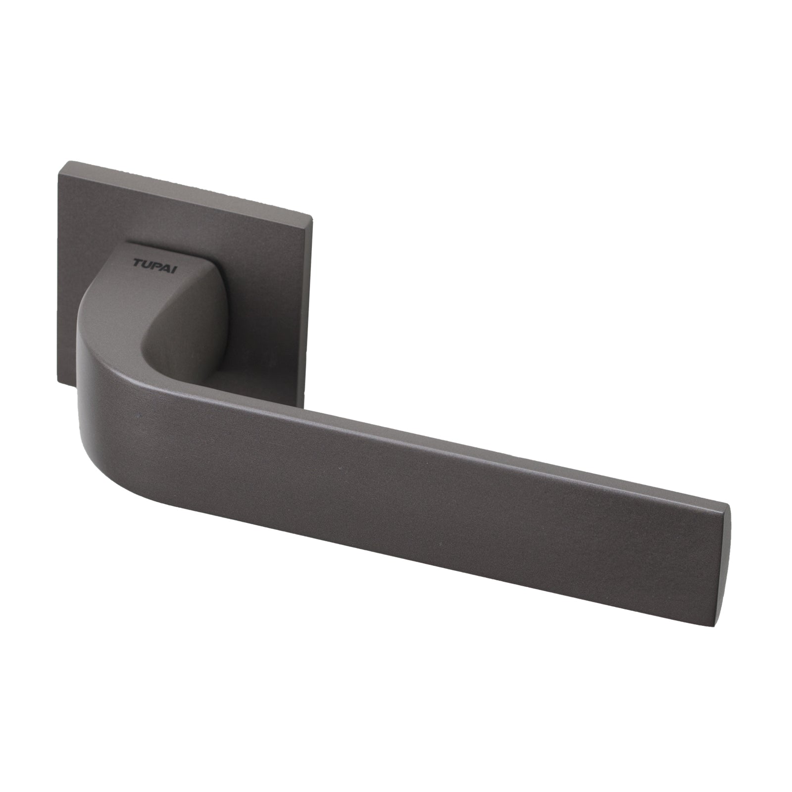 Tupai Ruivo Lever on Square Rose Door Handle in Titan Finish SHOW