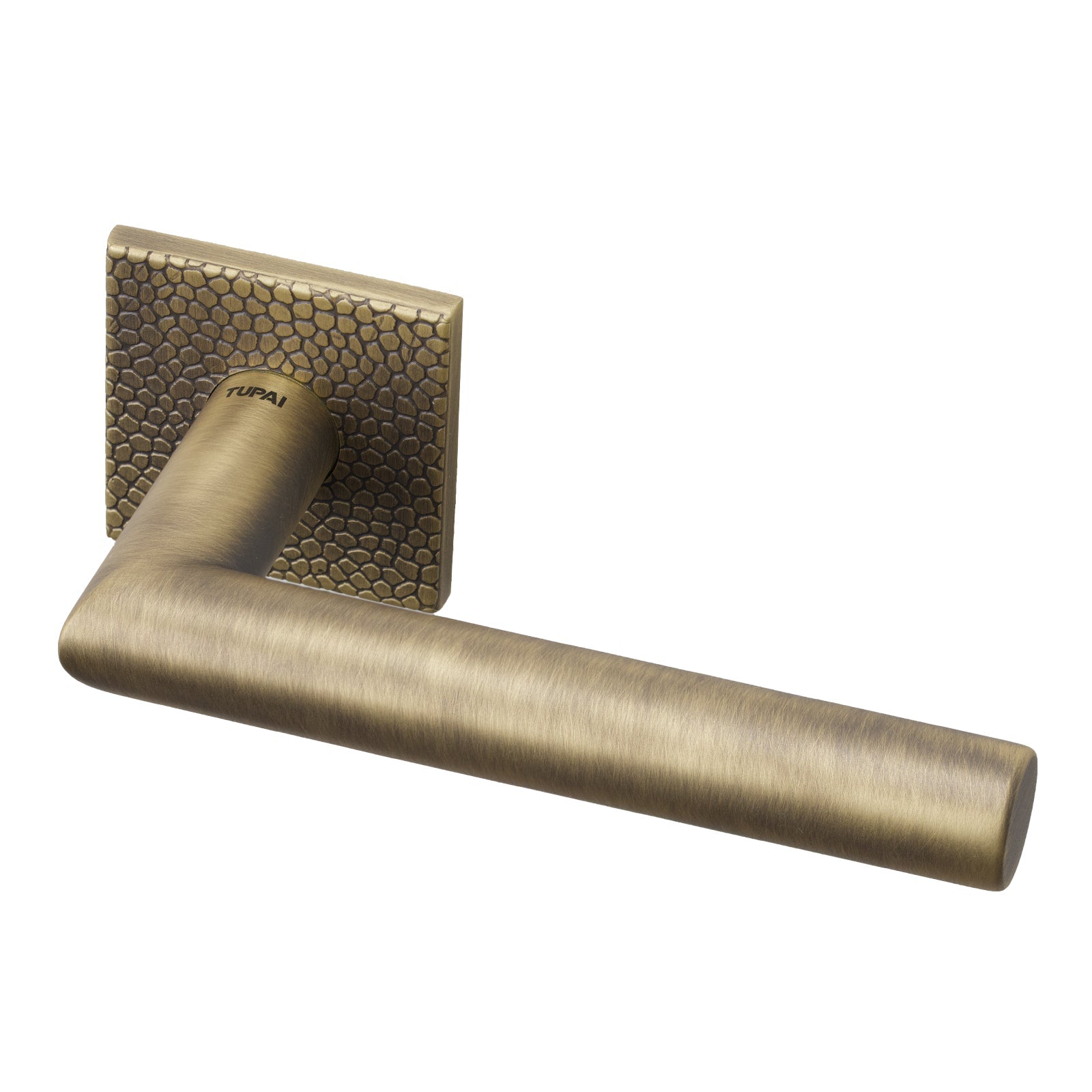 Larouco Pebbles Texture Lever on Rose Door Handle in Antique Brass Finish SHOW