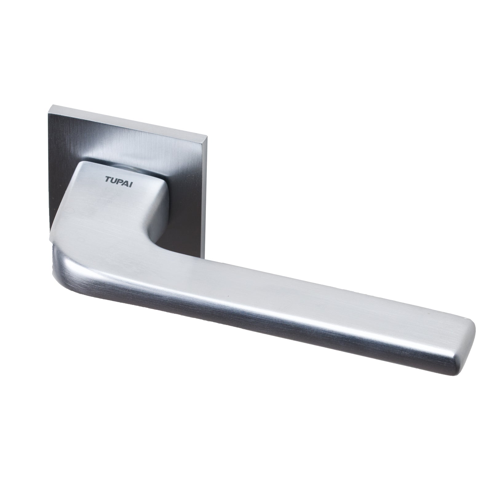 Tupai Perdrada Lever on Square Rose Door Handle in Satin Chrome Finish SHOW