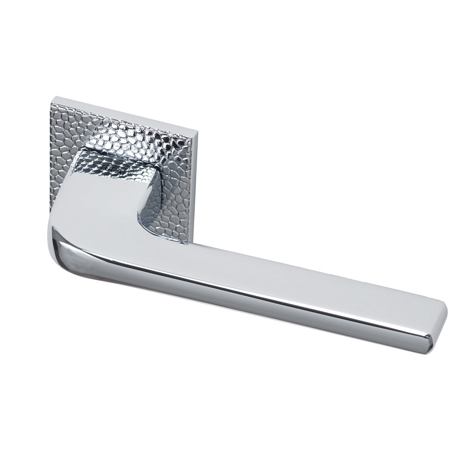 Tupai Perdrada Pebbles texture Lever on Square Rose Door Handle in Bright Brass Finish SHOW