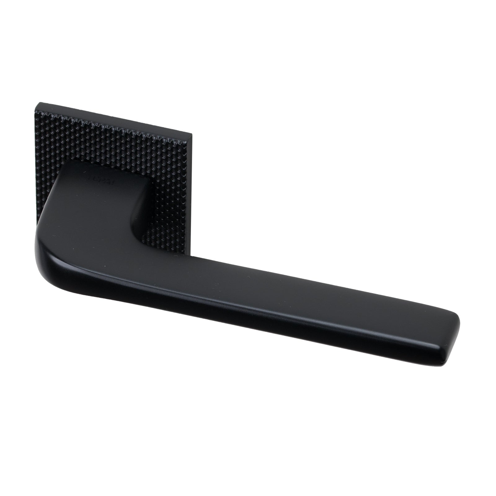 Tupai Perdrada Waterfall texture Lever on Square Rose Door Handle in Black Pearl Finish SHOW