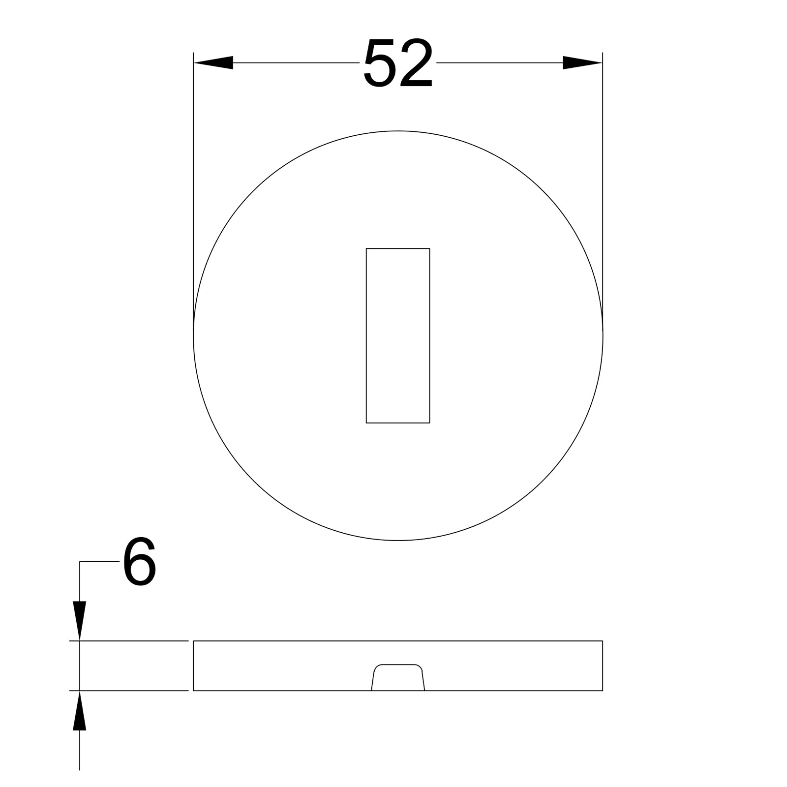 Simple Dimension Drawing of Tupai Escutcheon for British Standard 3 & 5 Lever Locks, with organic Pebbles effect SHOW