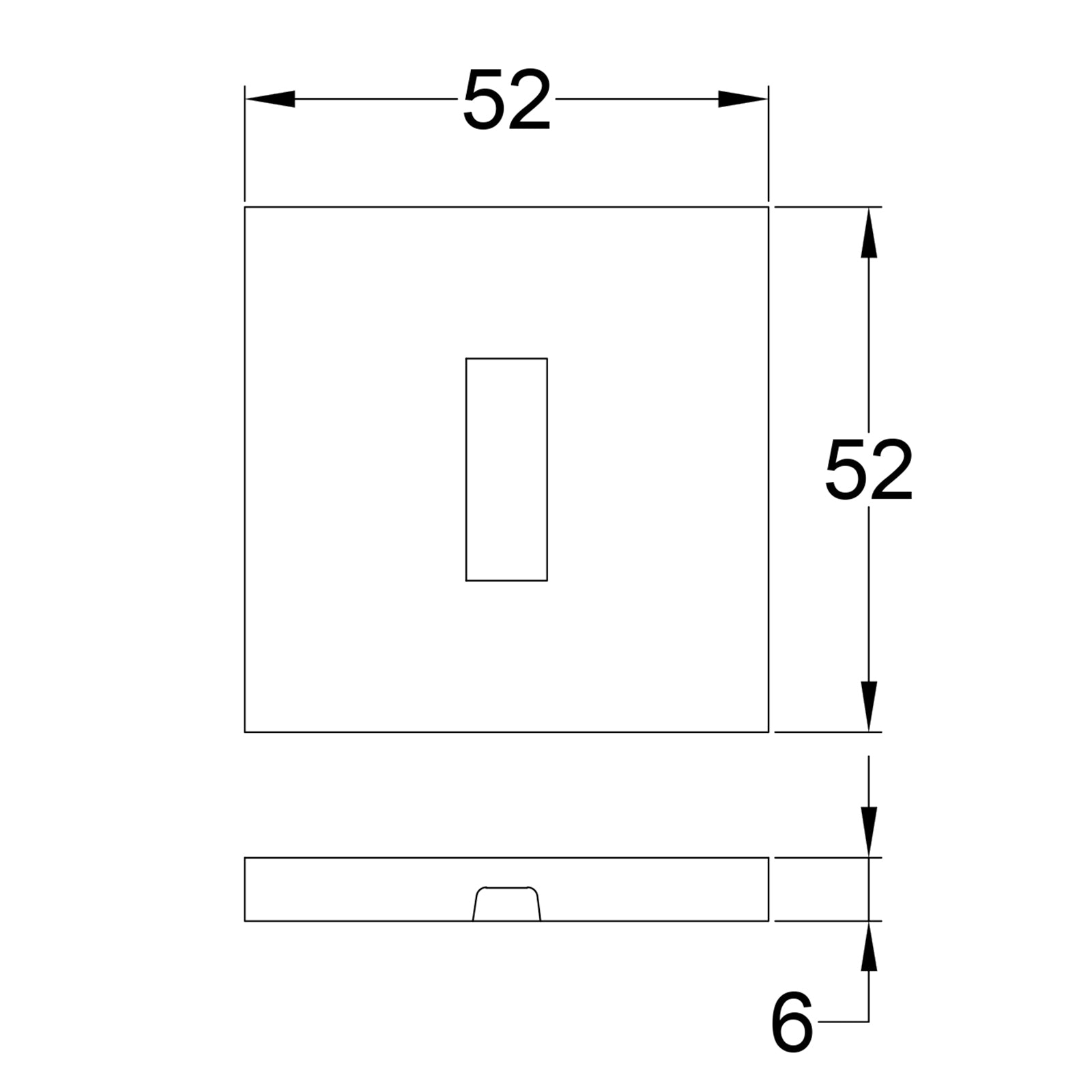 Simple Dimension Drawing of Tupai Escutcheon for British Standard 3 & 5 Lever Locks, with organic Leather effect SHOW