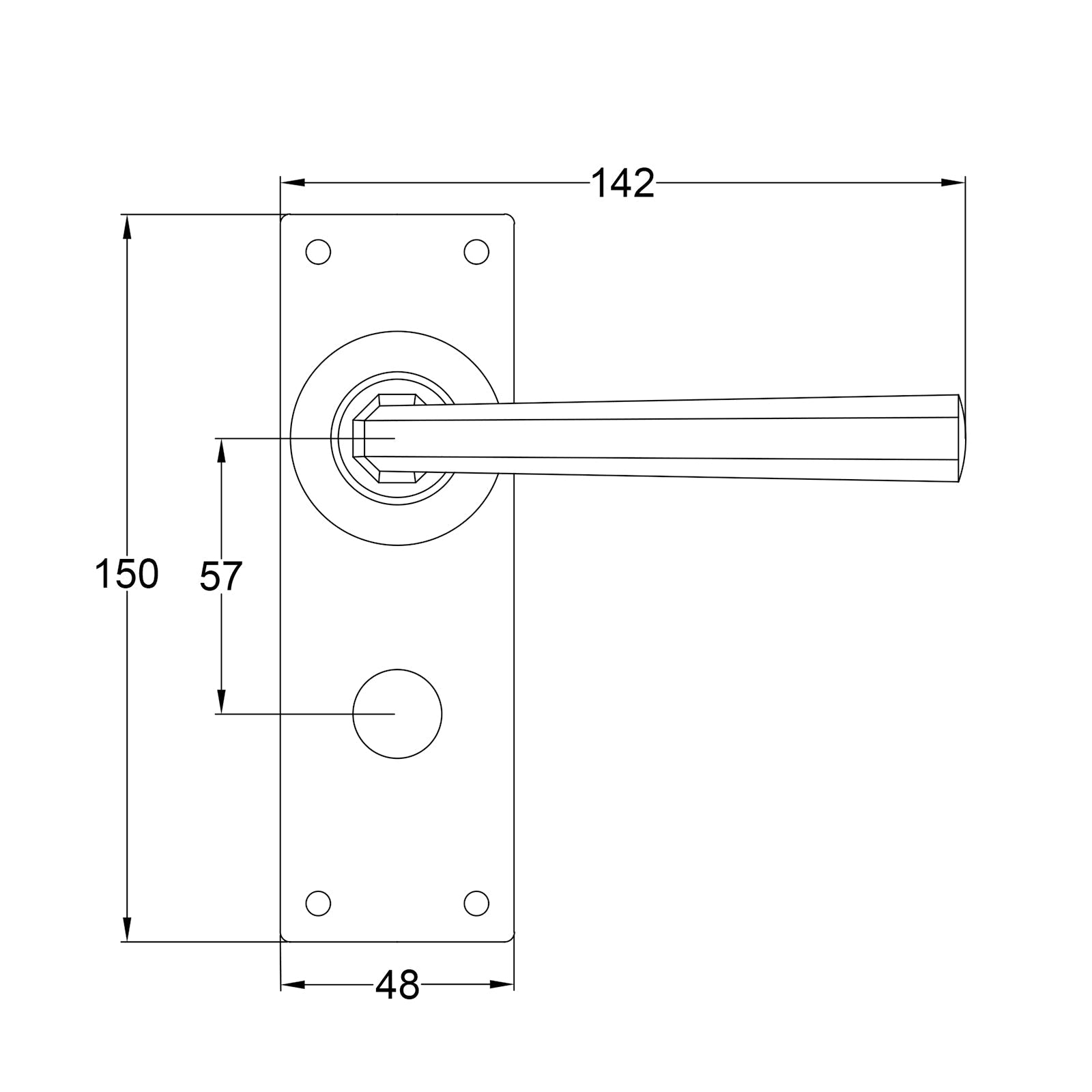 Tunstall Pewter Door Handles On Narrow Backplate bathroom JPEG Drawing SHOW