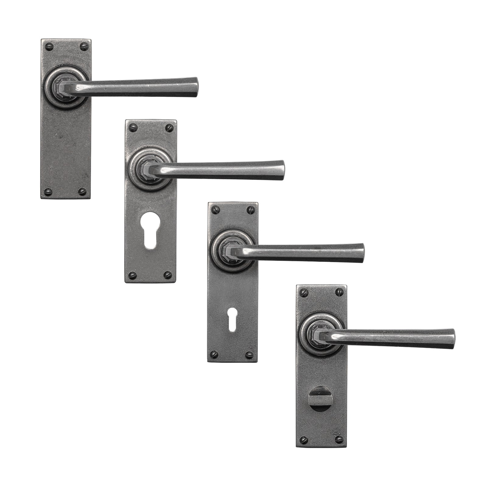 Tunstall Pewter Door Handles On Narrow Backplate