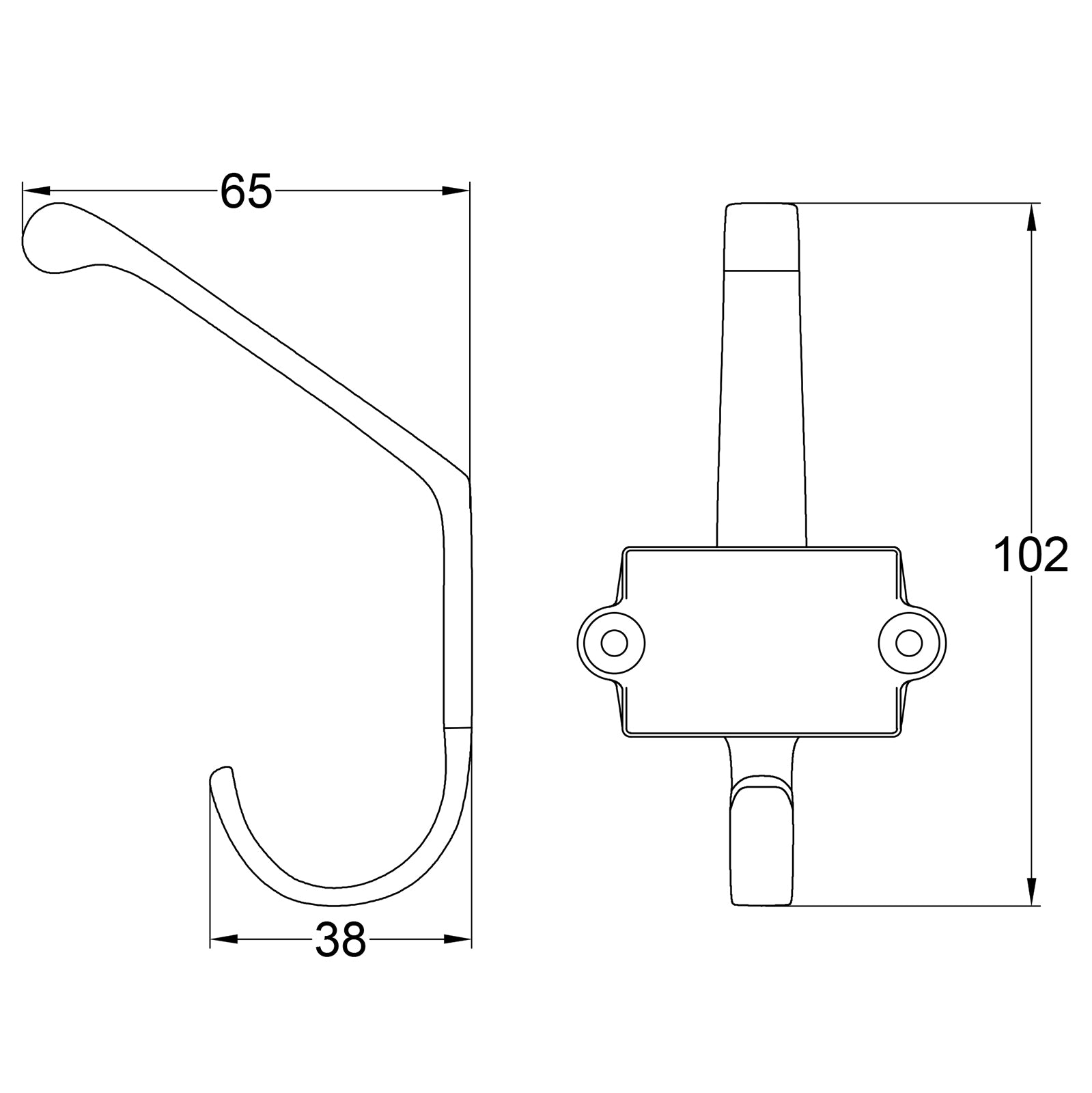 Dimension drawing for underground coat hook SHOW