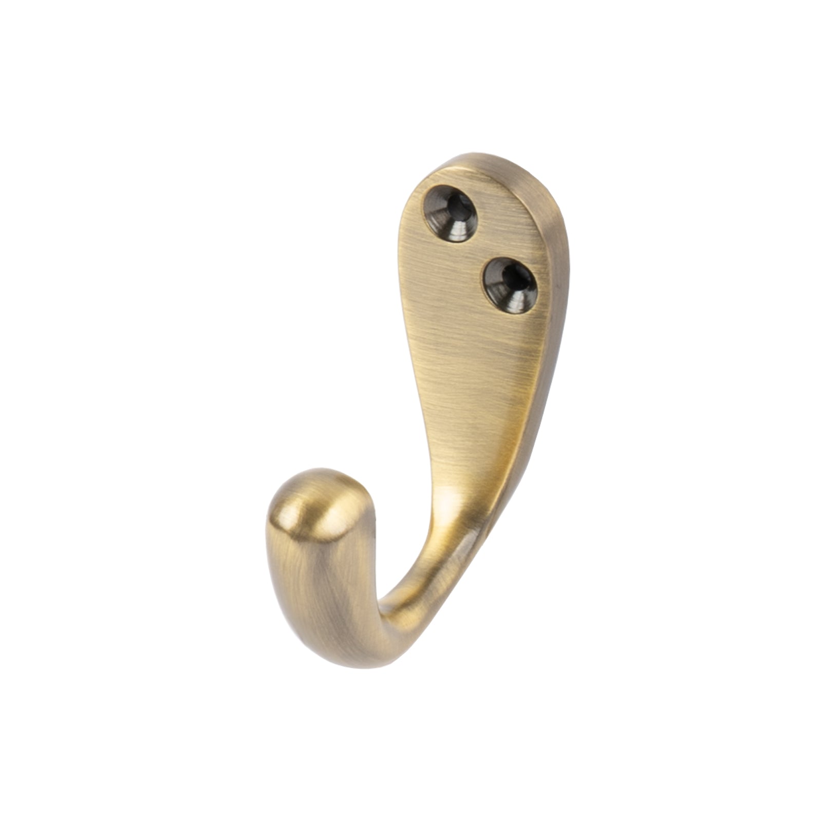 aged brass single robe hook, screw on hook SHOW