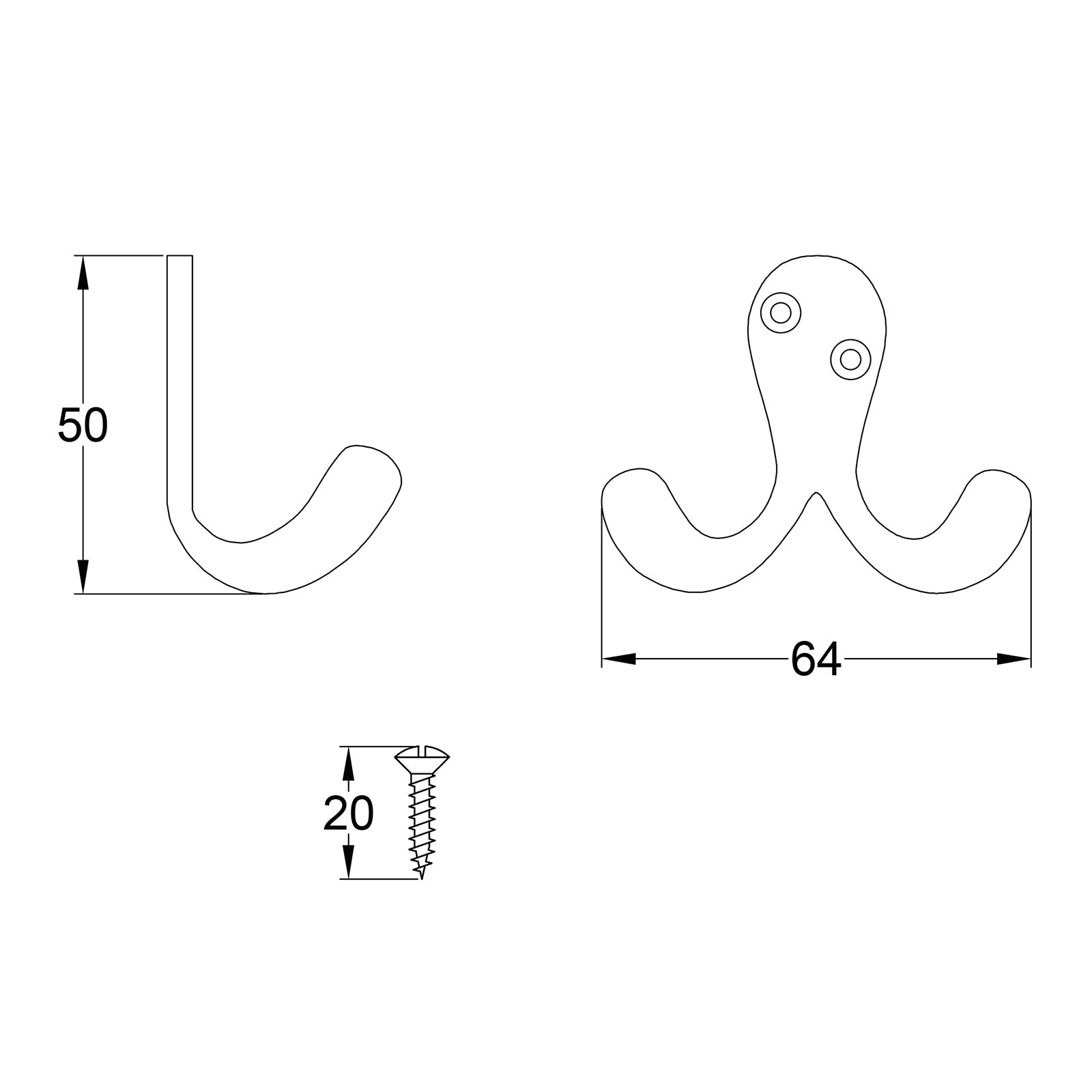 double robe hooks dimension drawing SHOW