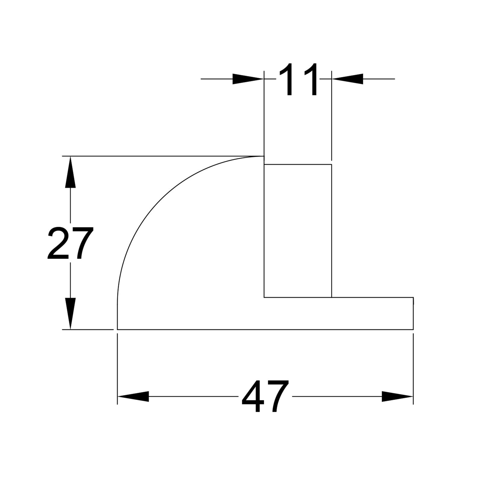 Oval Floor Mounted Door Stops dimension drawing SHOW