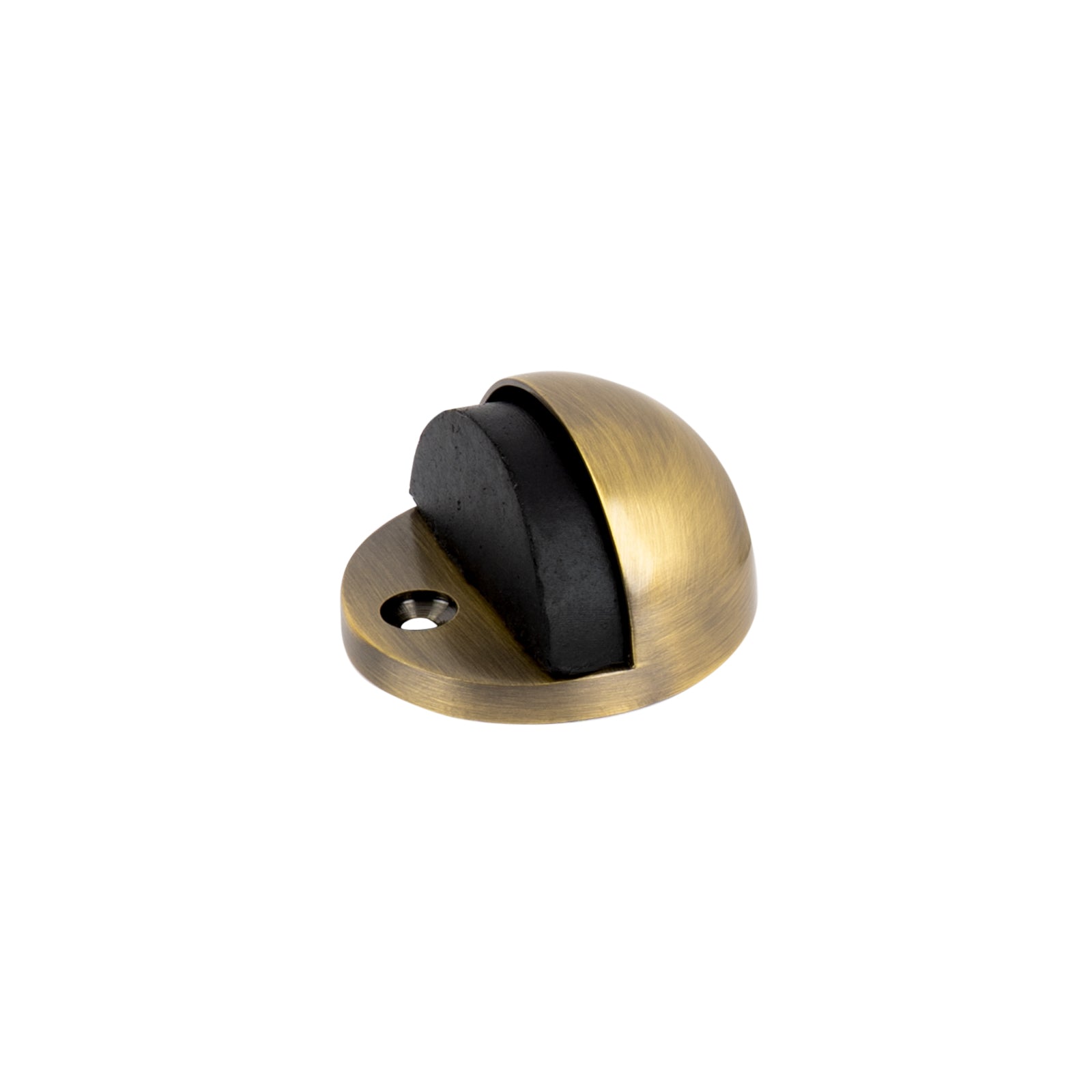 aged brass oval floor mounted door stop SHOW