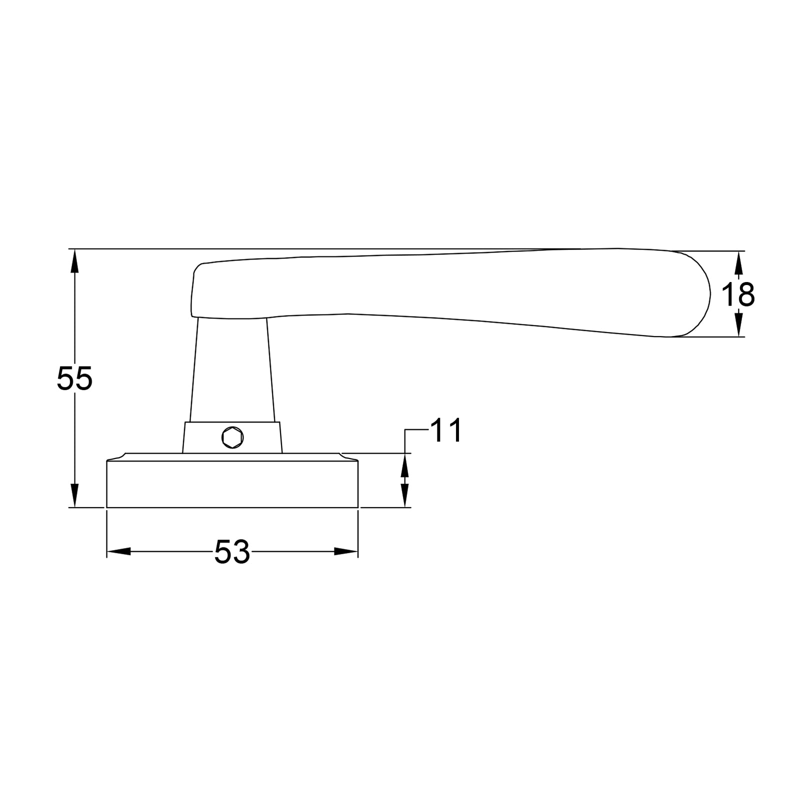 Sophia round rose door handle dimension drawing SHOW