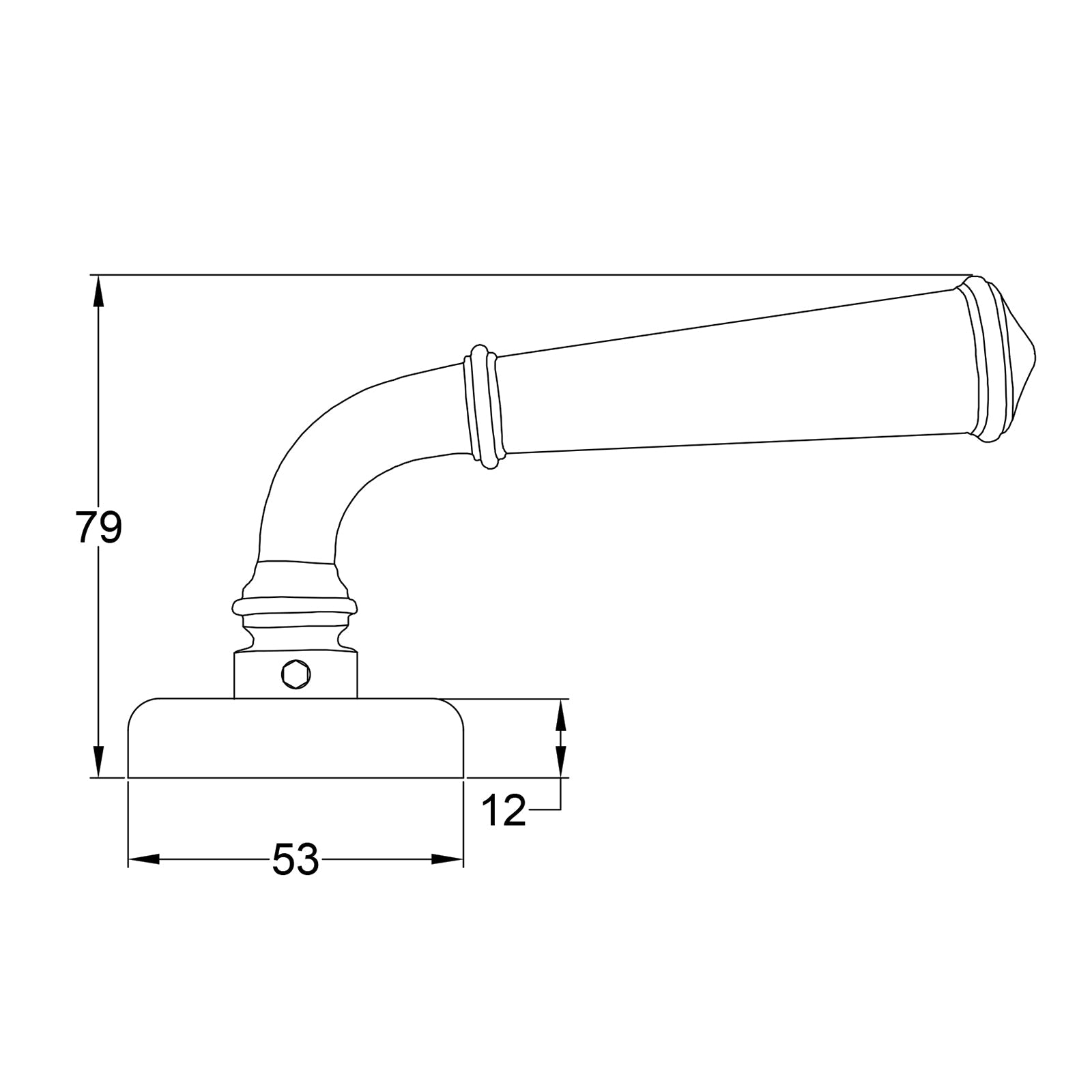 colonial round rose door handles dimension drawing SHOW