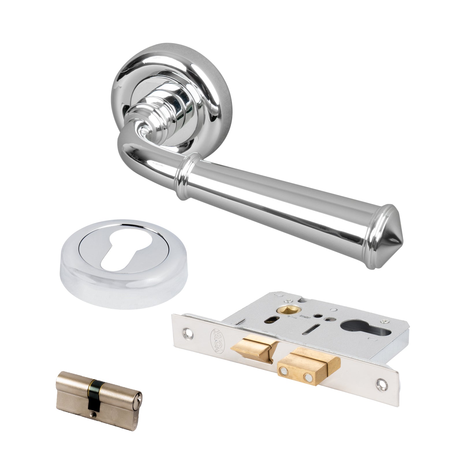 chrome classic round rose Euro profile lock set