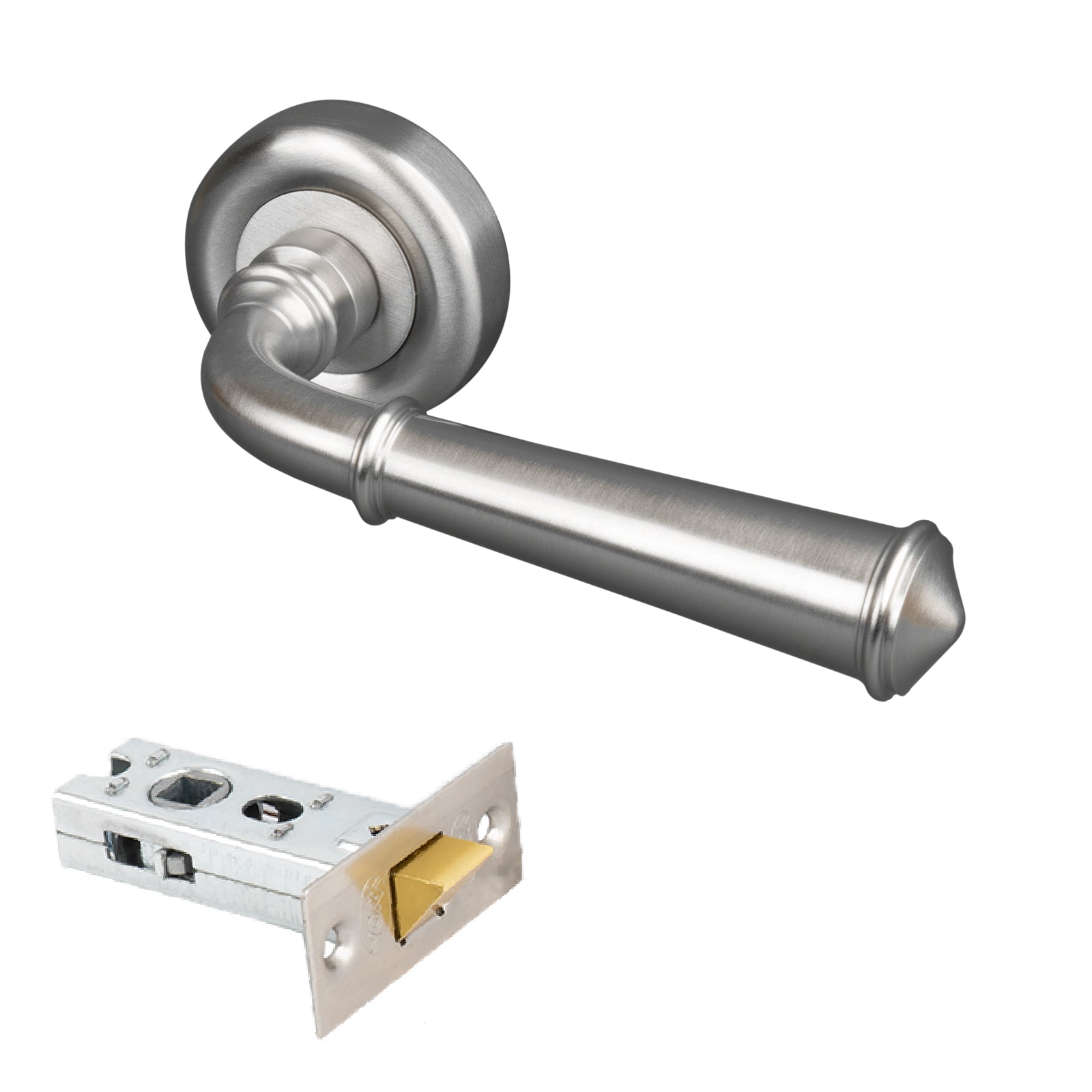 satin nickel round rose lever handle 2.5 inch door latch set