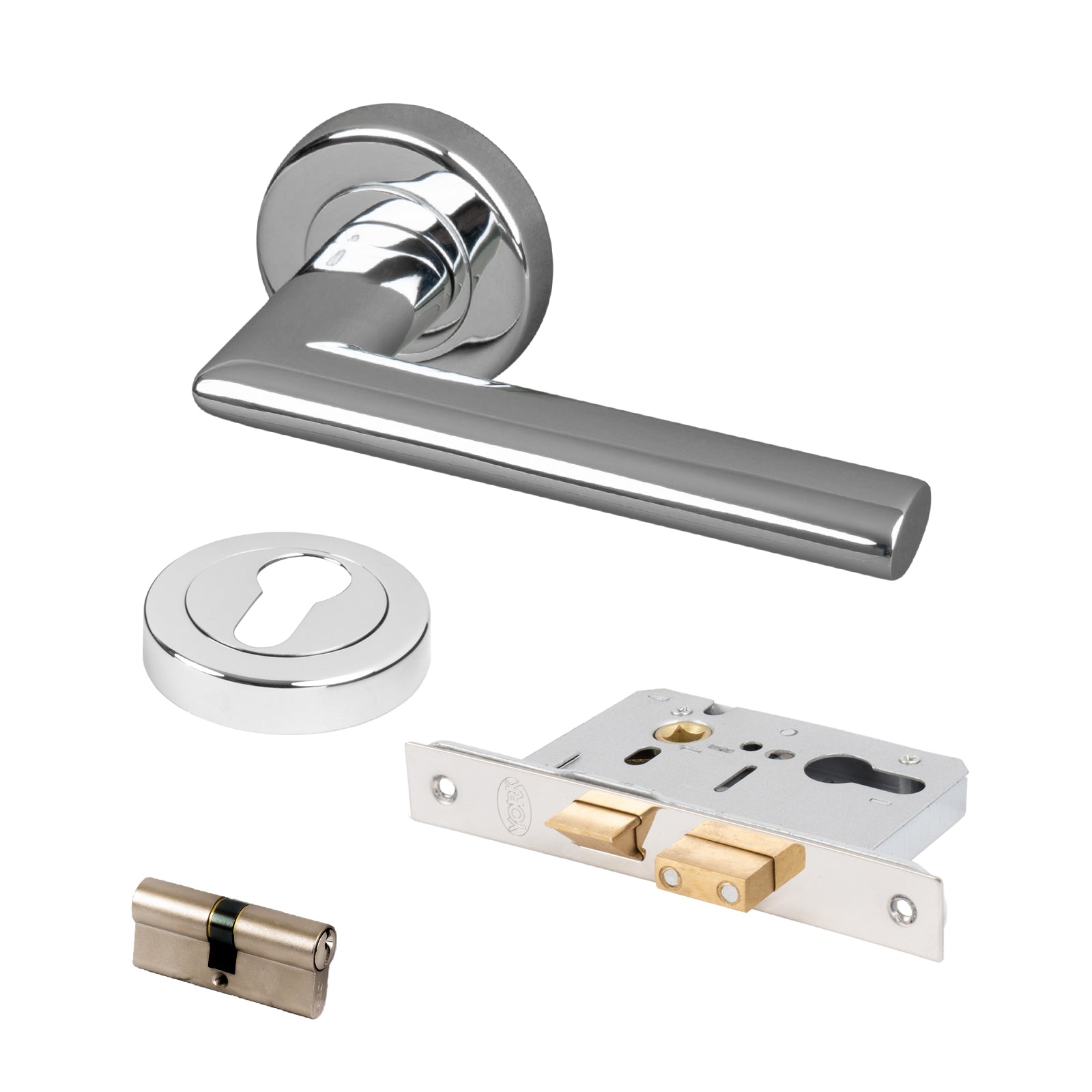 modern chrome Lena round rose handles front door lock set