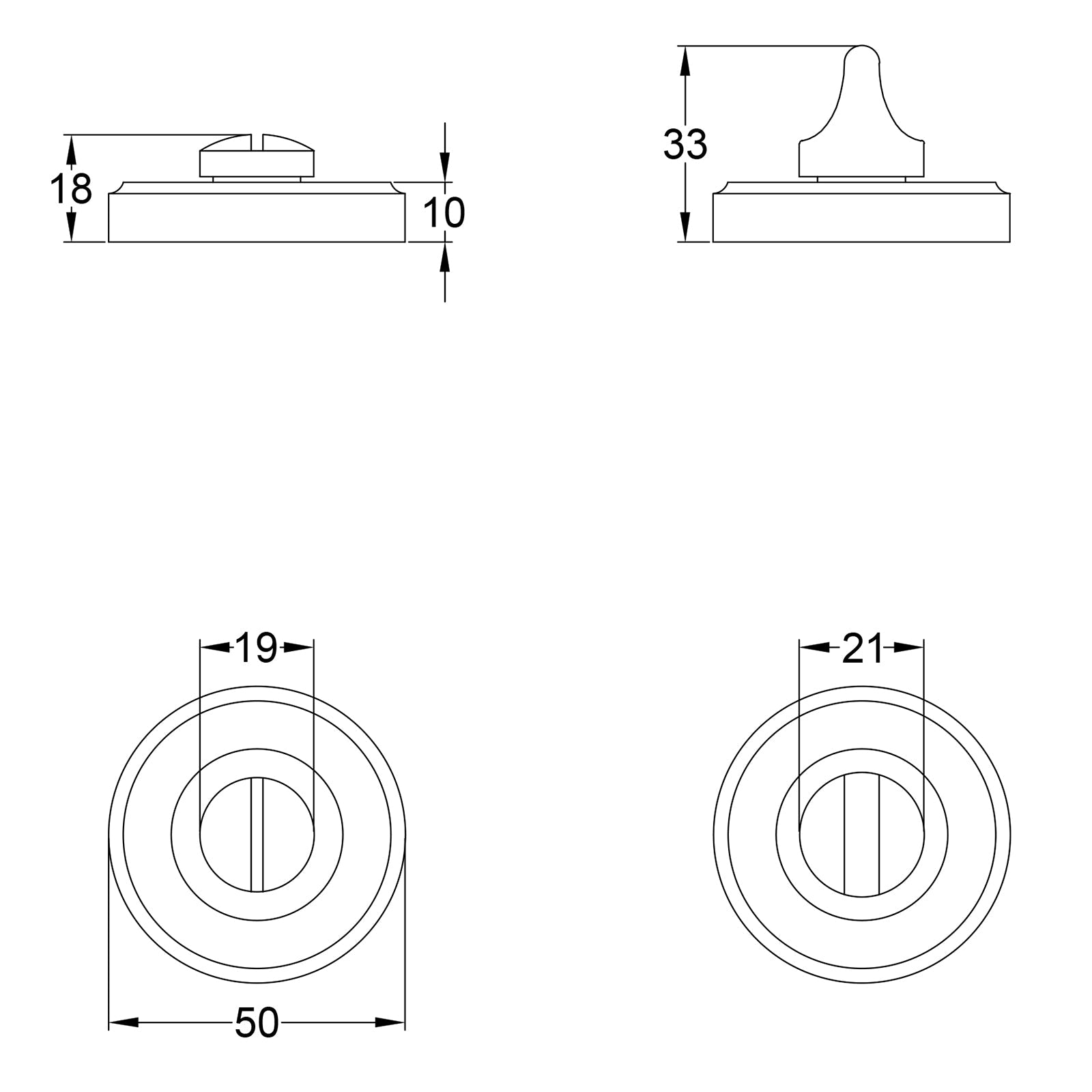 Round Bathroom Turn & Release dimension drawing SHOW